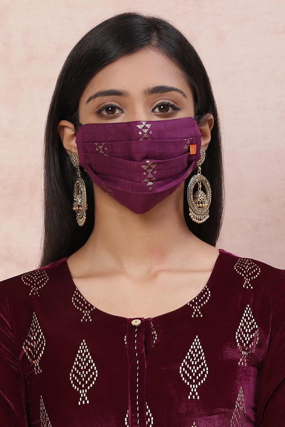 Wine Viscose Face Mask image number 0