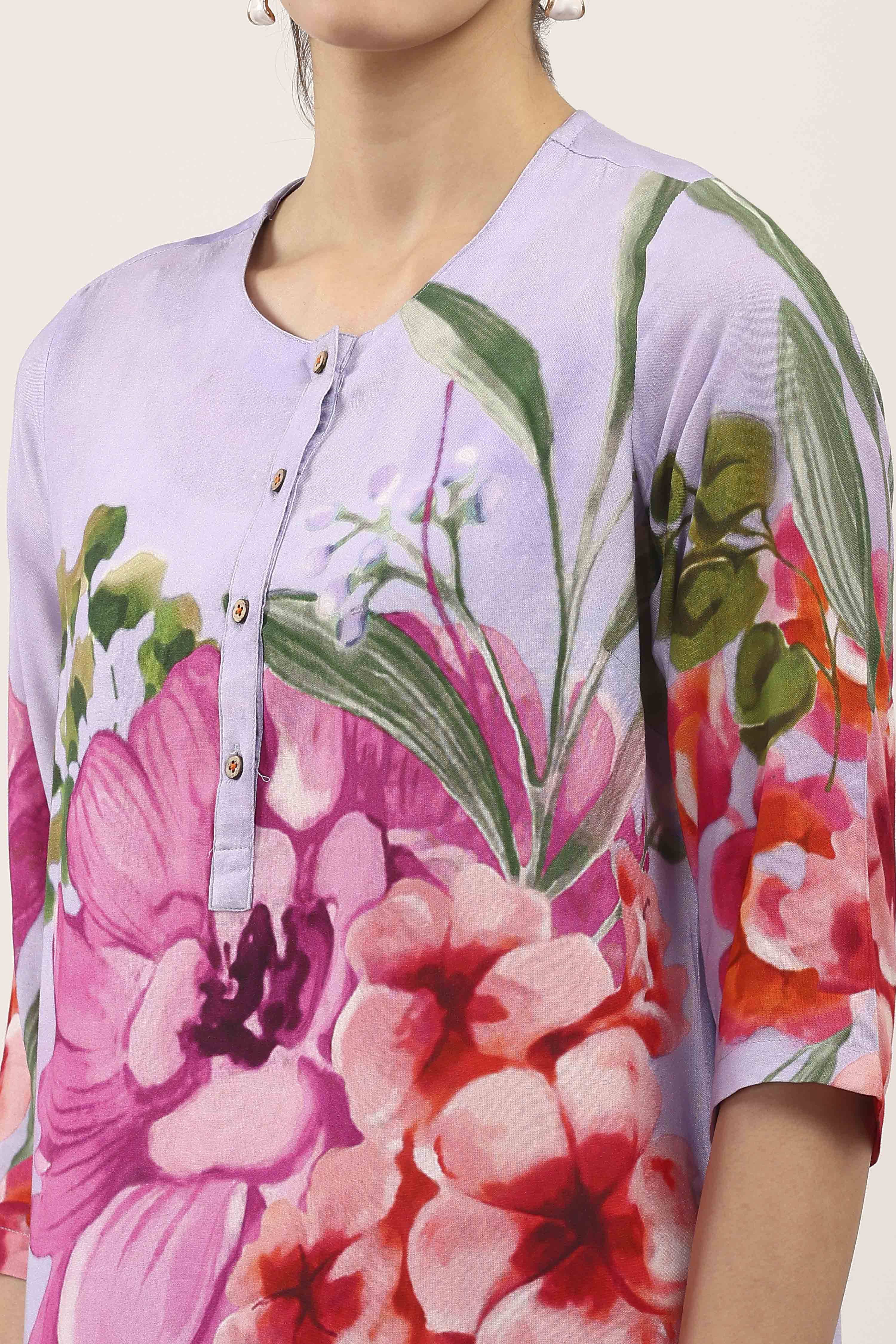 Purple Rayon Viscose Rayon Kurta Pants Set image number 1