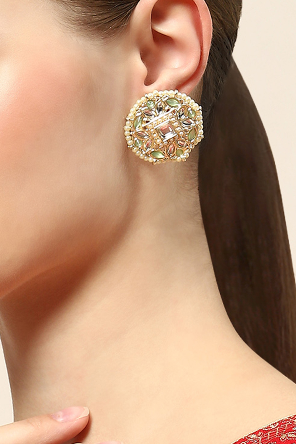 Mint Green Brass Earrings image number 3