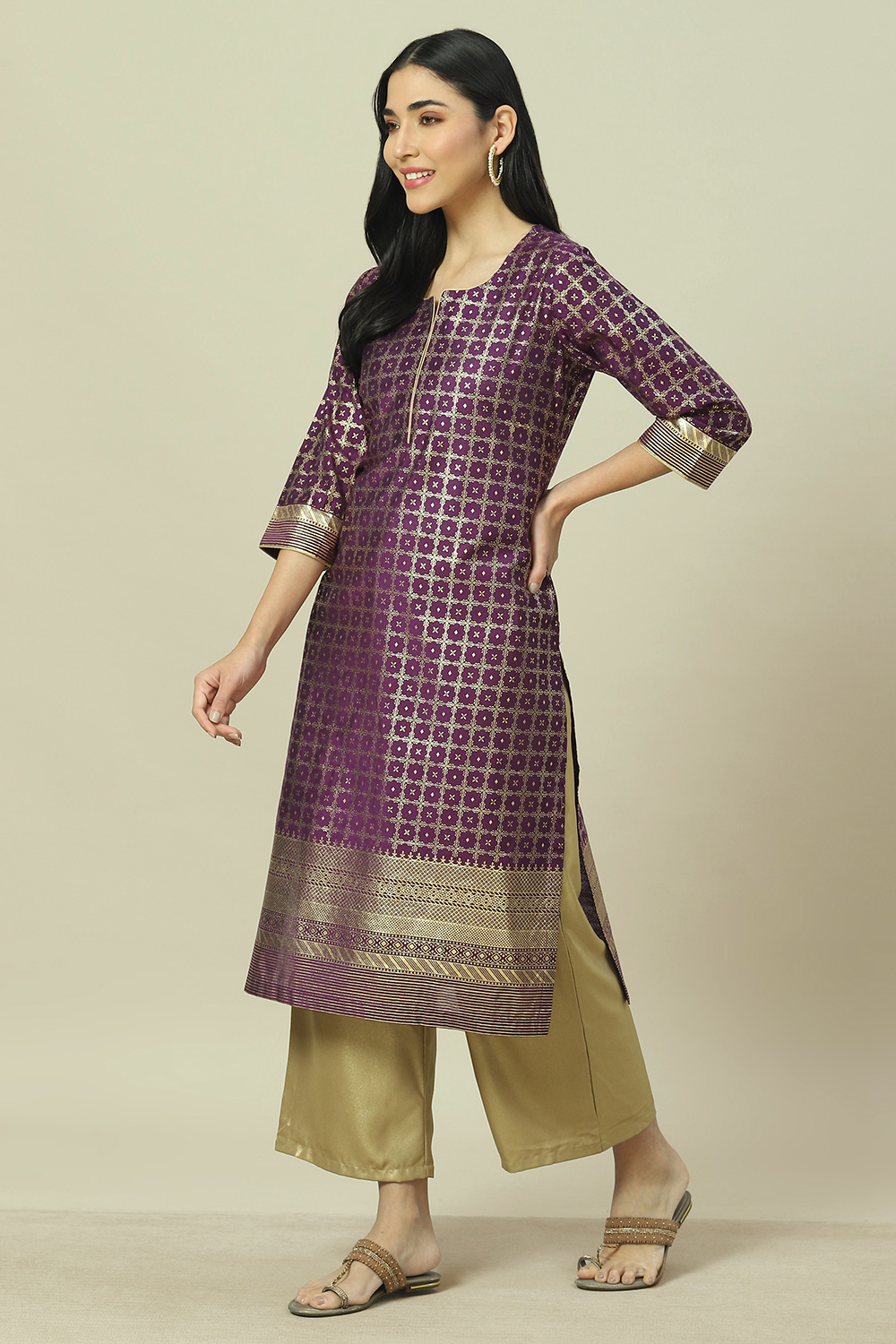 Purple Straight Kurta image number 2