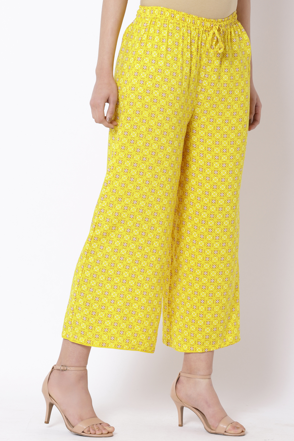 Yellow Viscose Printed Palazzo image number 4