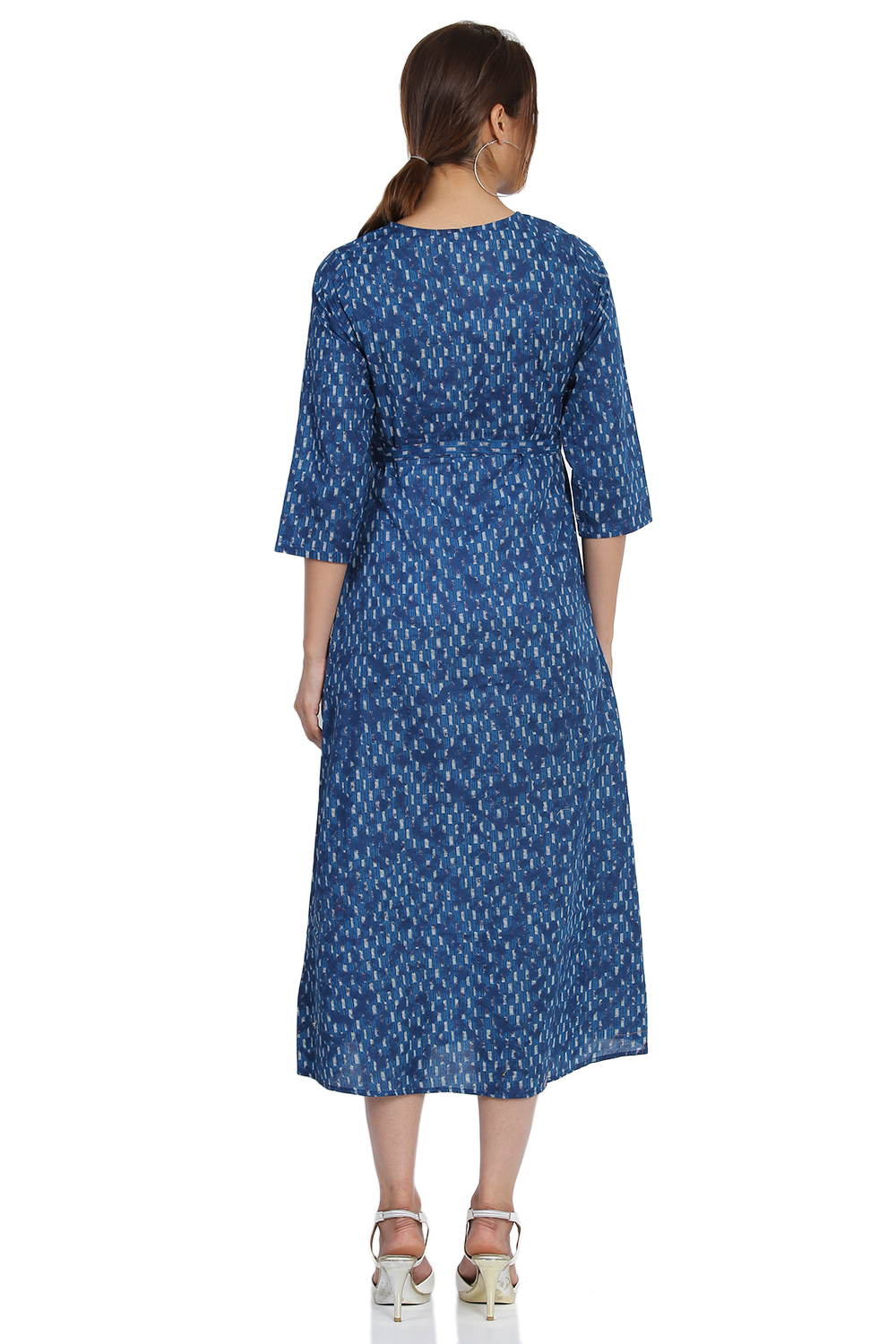Indigo Flared Cotton Dress image number 4