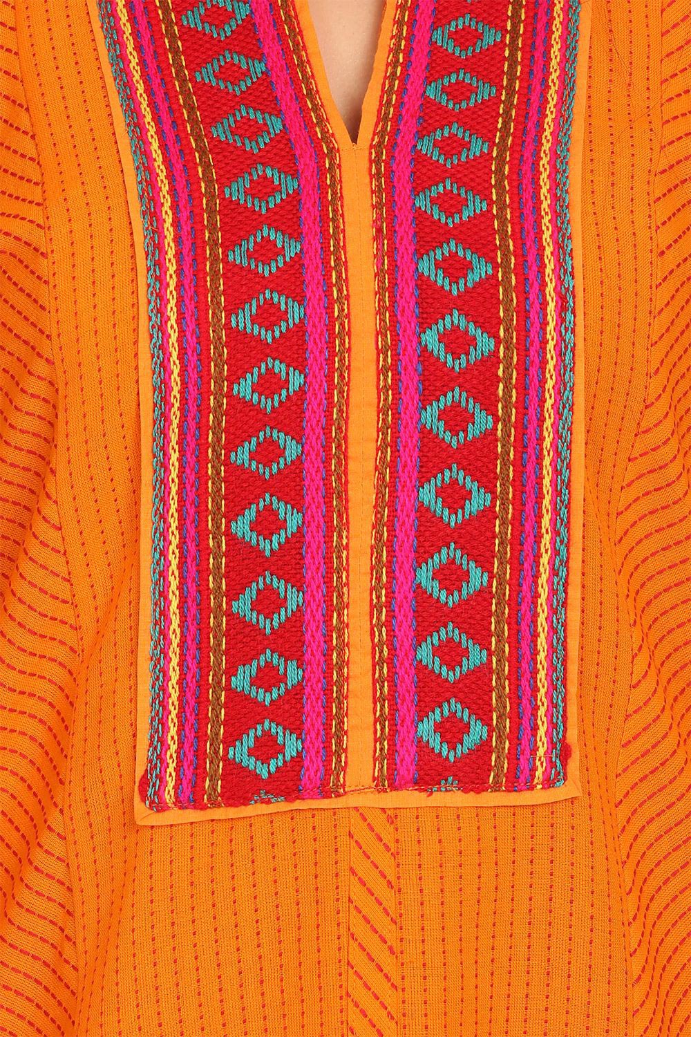 Orange Cotton Straight Kurta image number 4