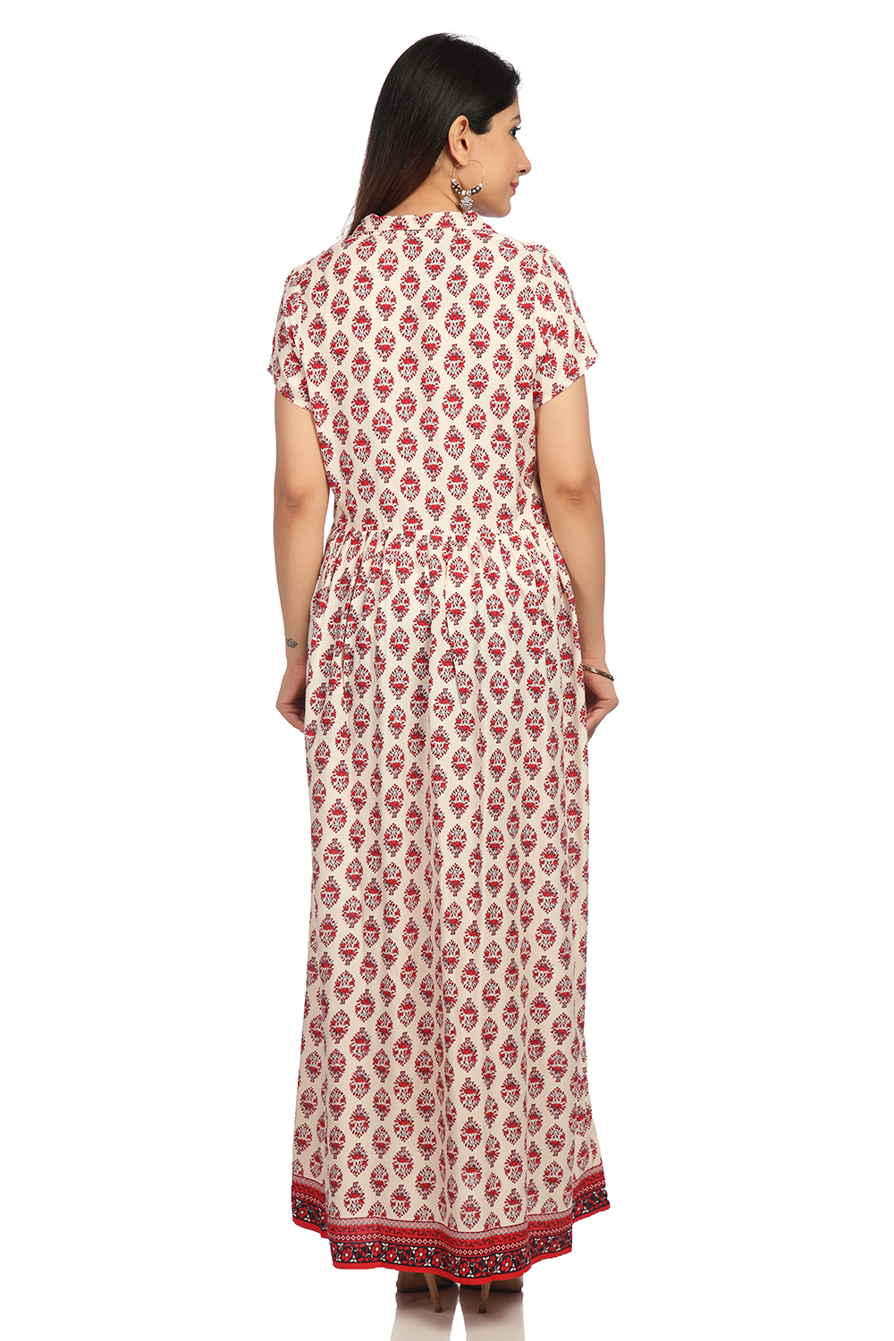 Red Flared Viscose Dress image number 4