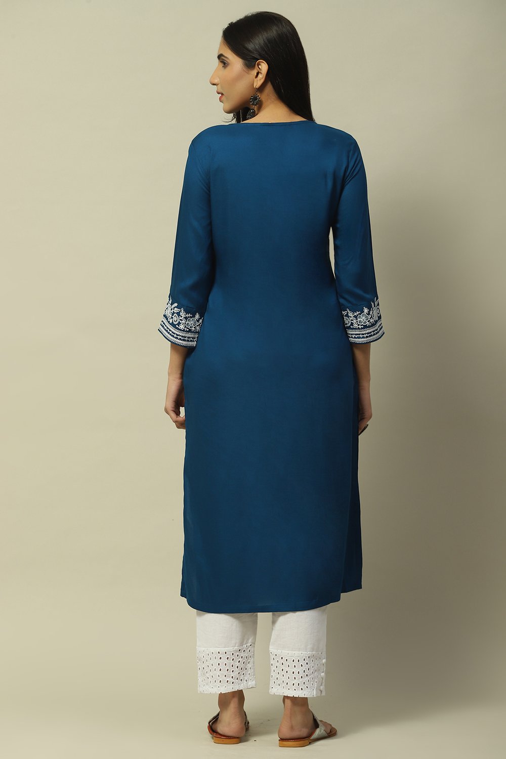 Indigo Rayon Staight Kurta image number 3