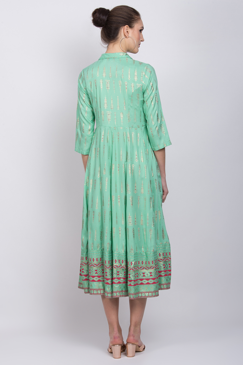 Mint Green Viscose Kalidar Dress image number 4