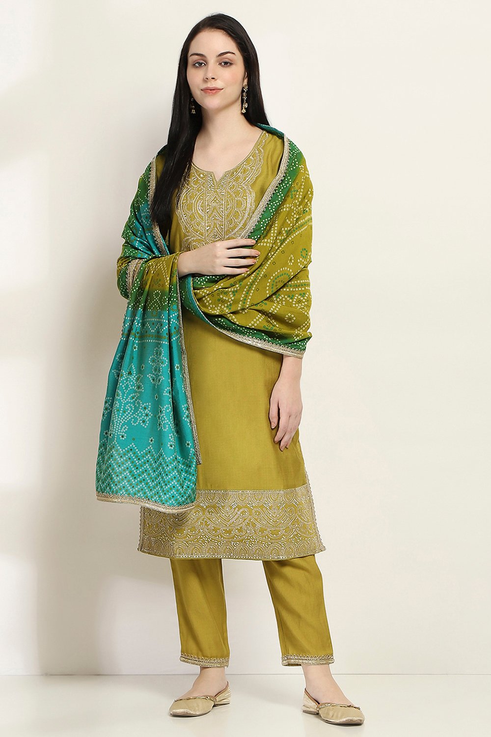 Lime Viscose Blend Straight Set image number 0