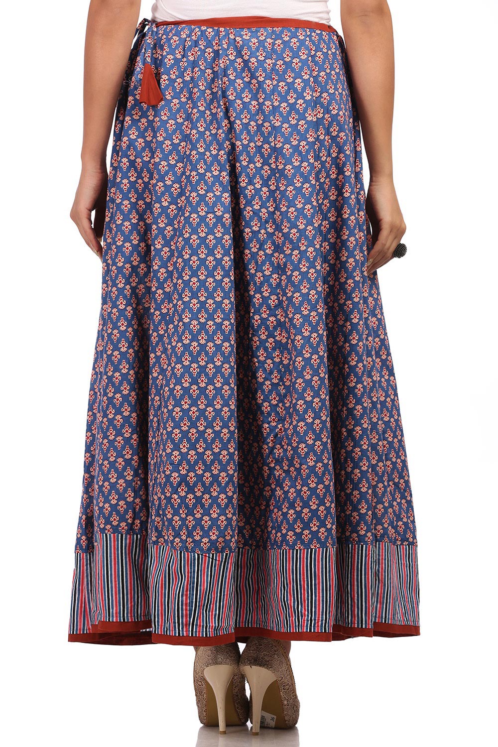 Indigo Flared Cotton Skirt image number 3