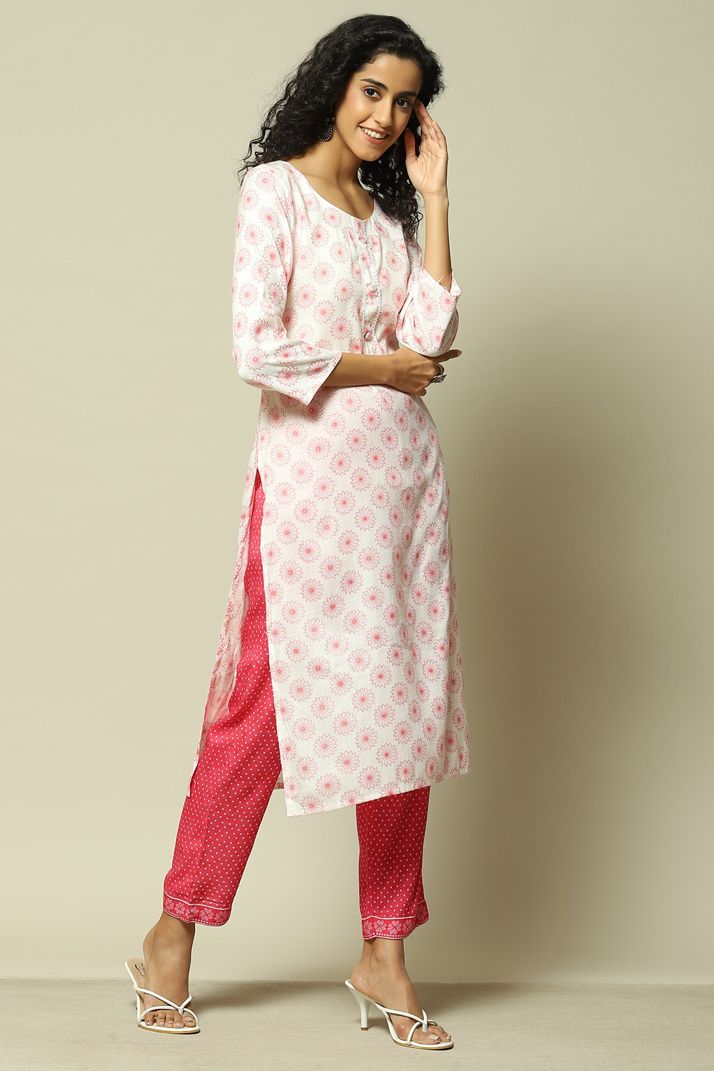 Pink LIVA Straight Printed Palazzo image number 0