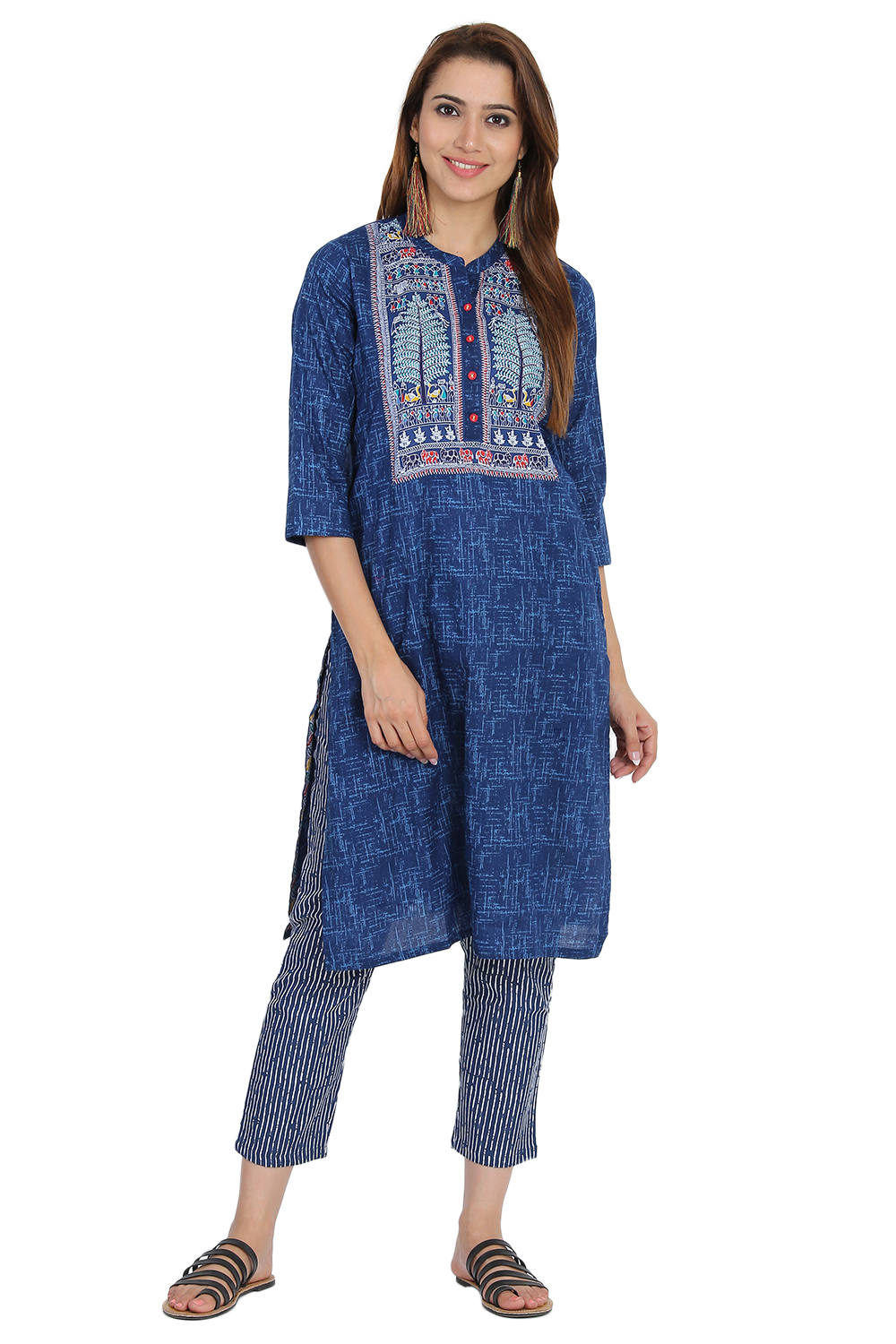 Indigo Straight Cotton Kurta image number 0