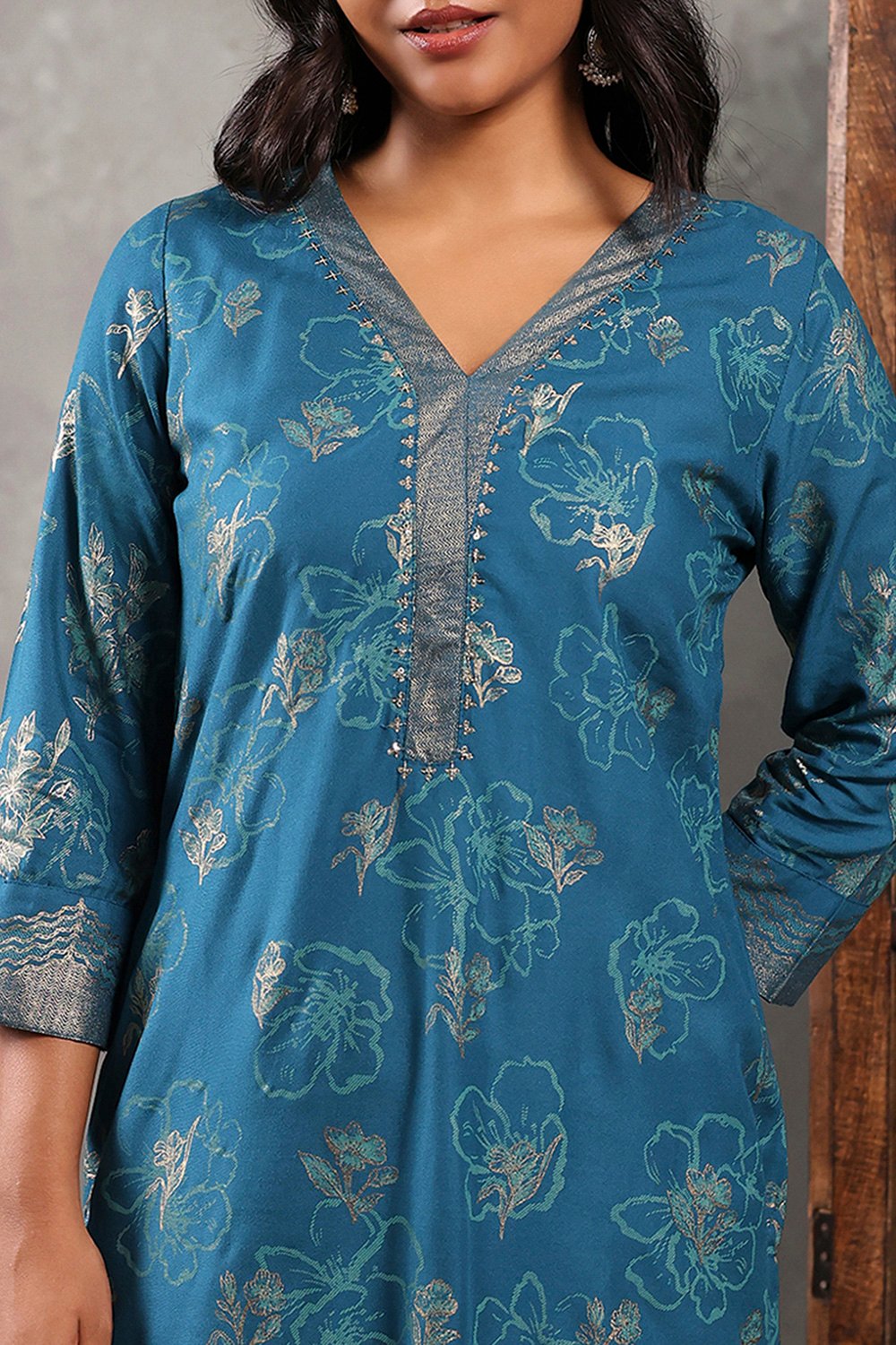 Lime Viscose Rayon Printed Straight Suit Set image number 1