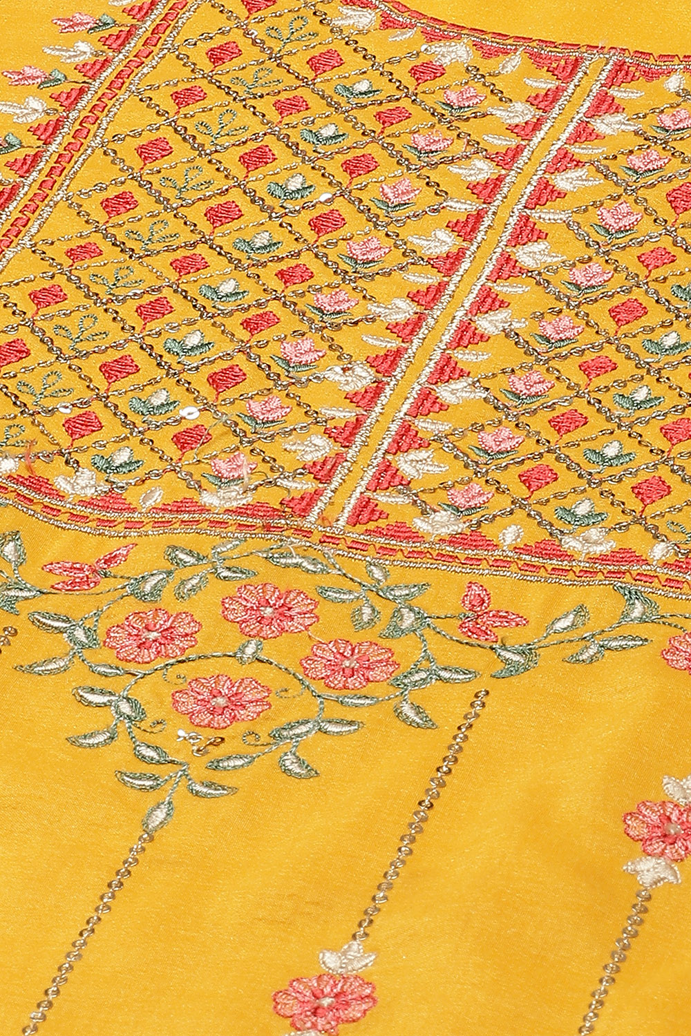 Mustard Art Silk Straight Suit Set image number 1