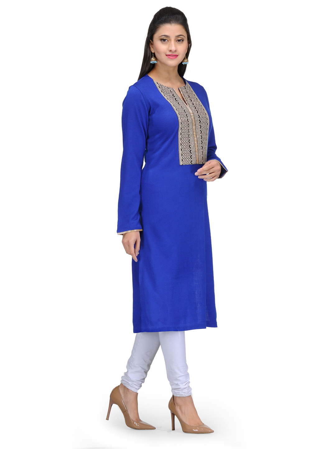 Blue Acrylic Straight Kurta image number 1