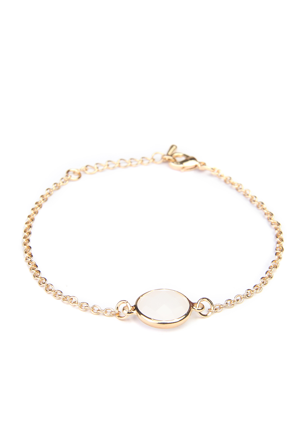 White Faceted Stone With Golden Chain Bracelet image number 1