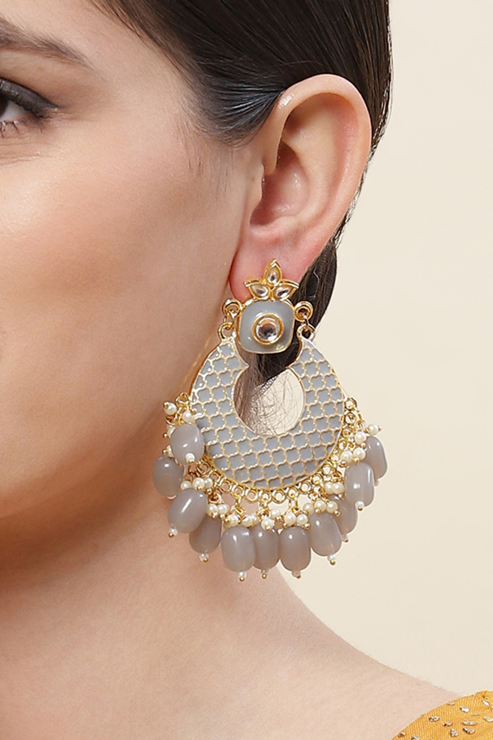 Grey Brass Earrings image number 1