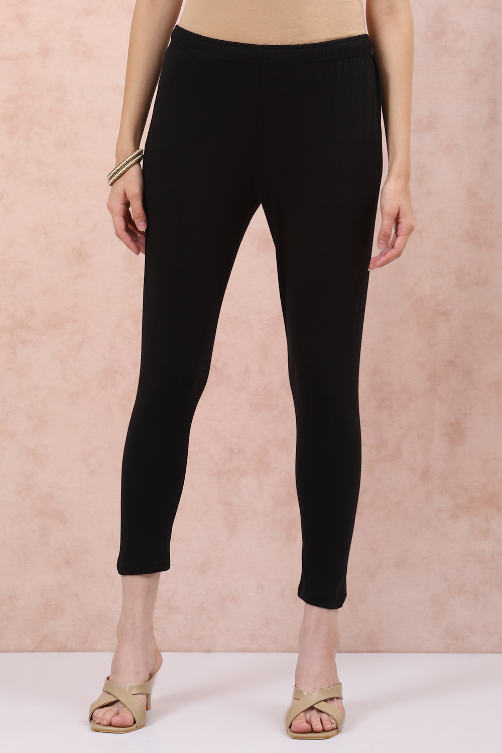 Black Cotton Leggings image number 0