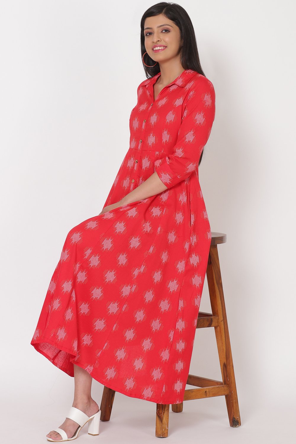 Red Cotton Flex Dress image number 0