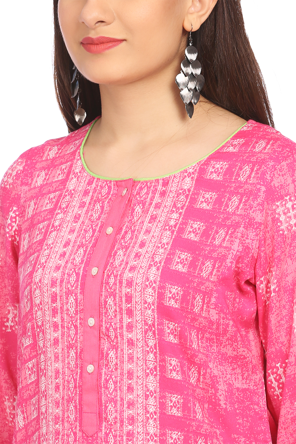 Pink Viscose Straight Kurta image number 1