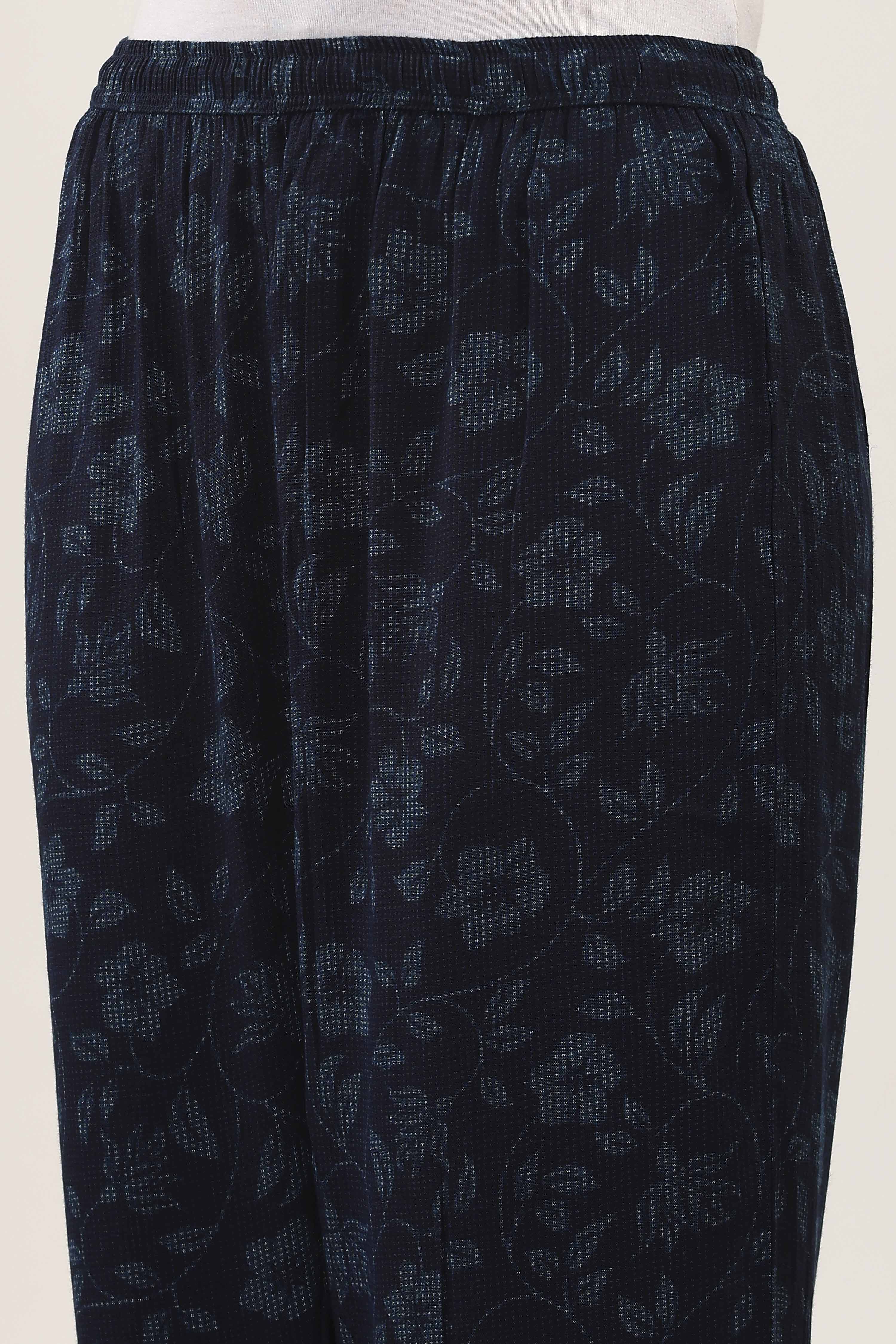 Blue Viscose Polyester Viscose Rayon Kurta Pants Set image number 2