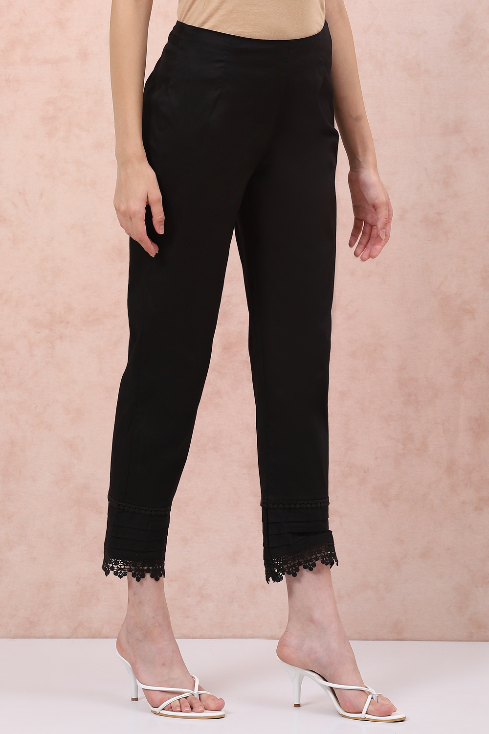 Mustard Art Silk Slim Pants image number 0
