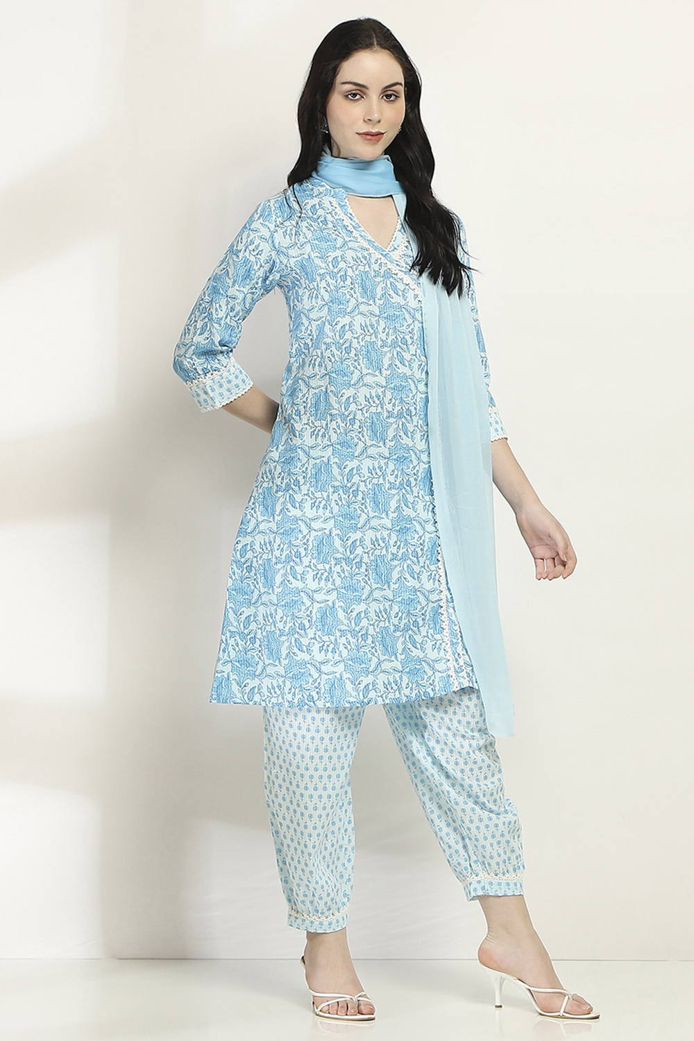 Blue Cotton Straight Set image number 5