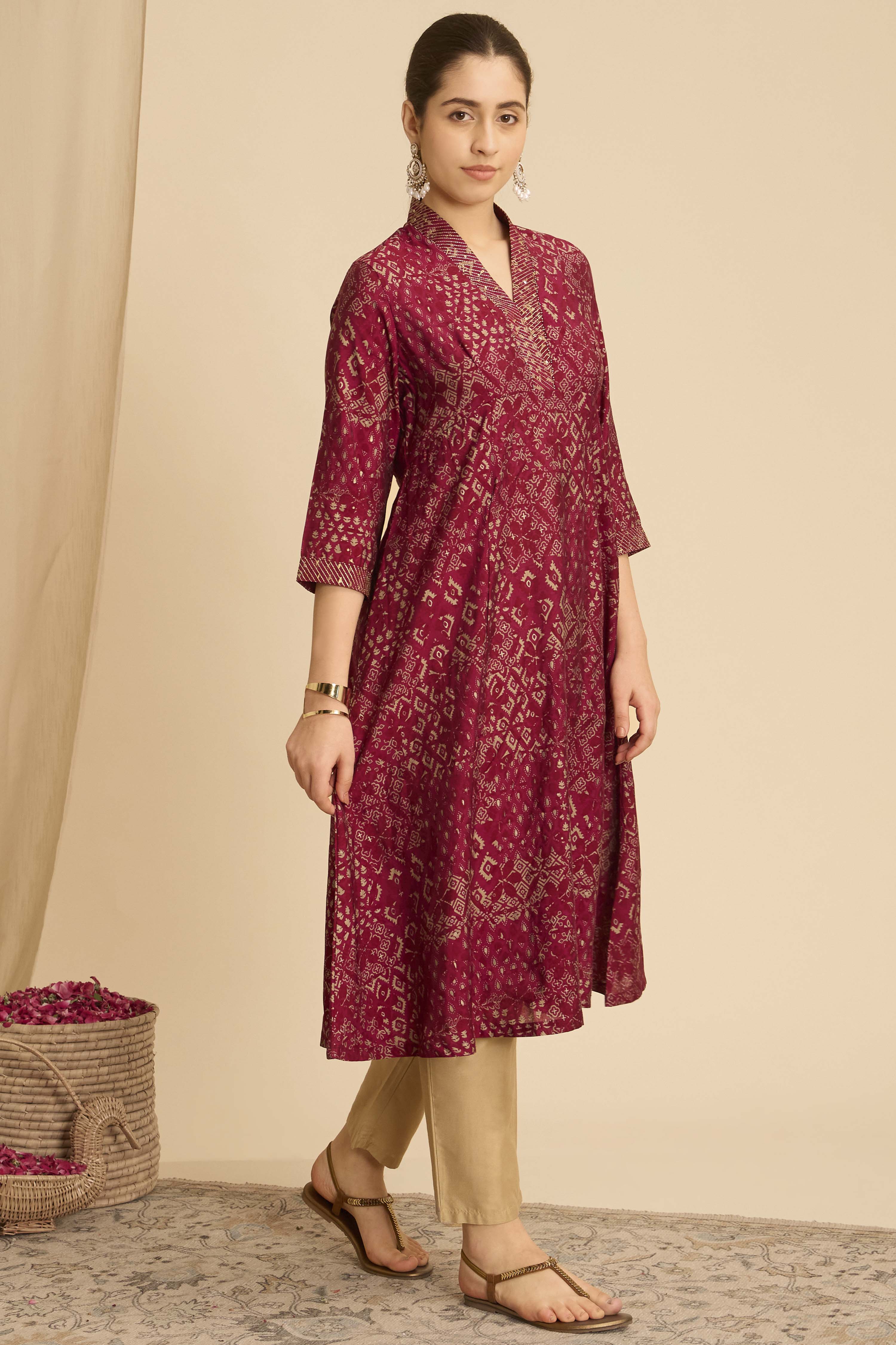 Green Viscose Blend A-Line Printed Kurta image number 3