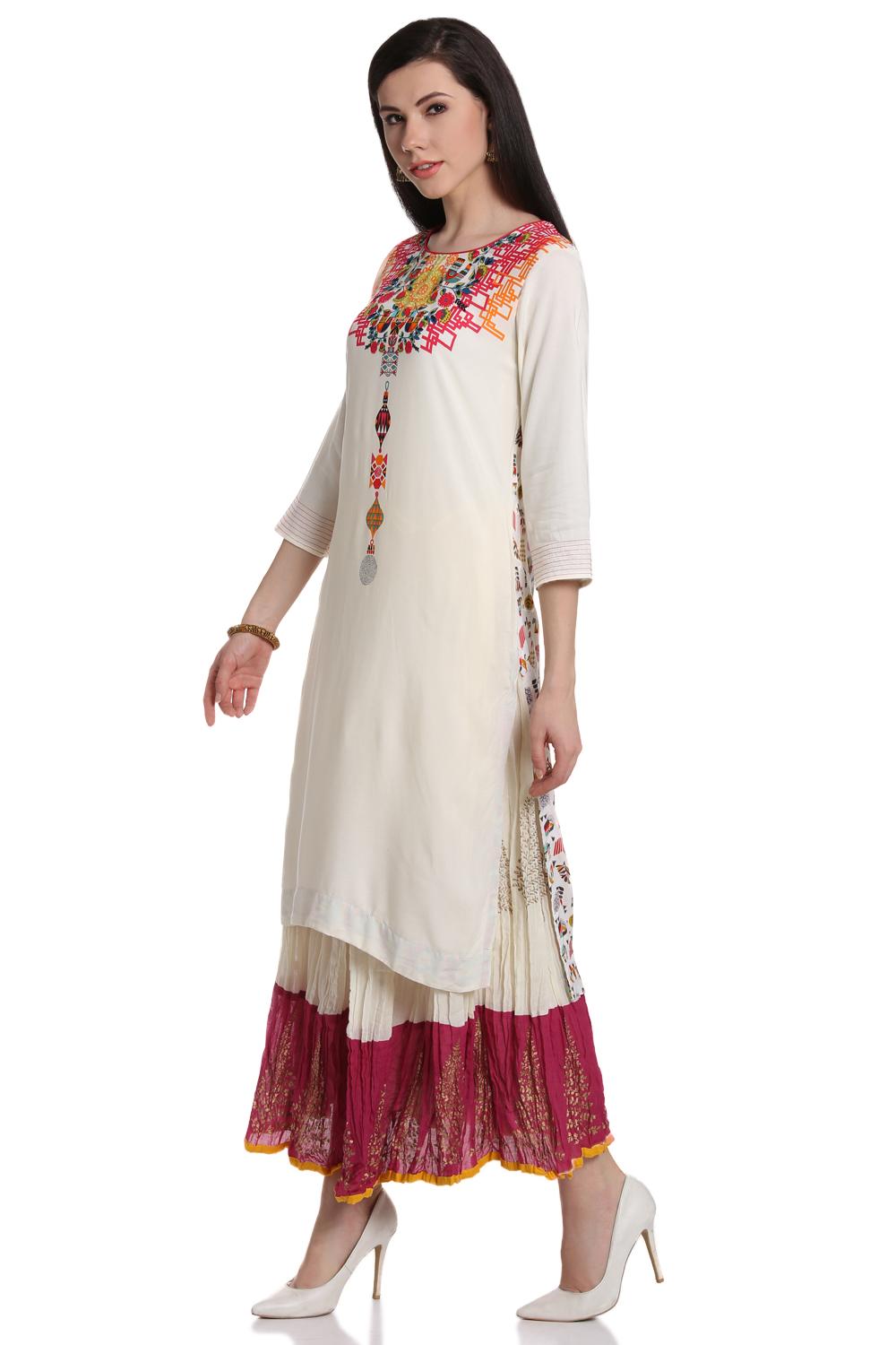 Ecru Rayon Straight Kurta image number 2