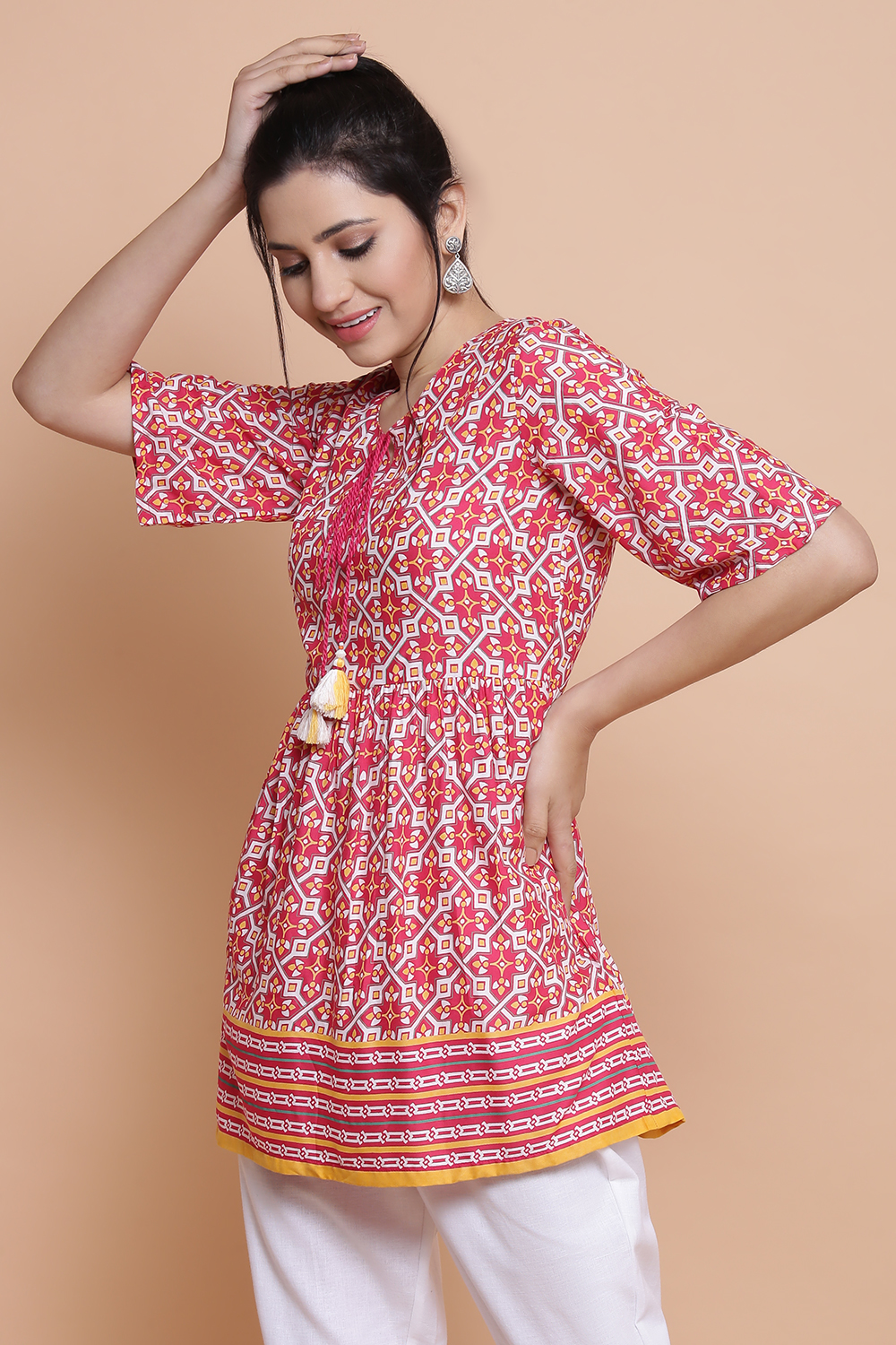 Pink Viscose Rayon Short Top image number 3