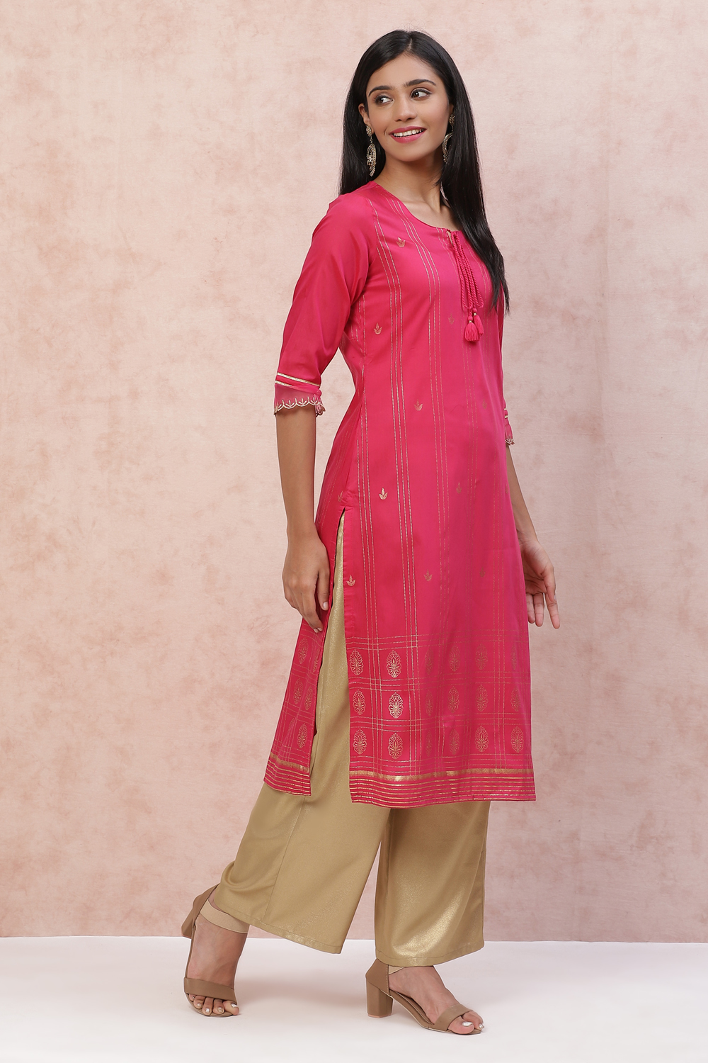 Fuchsia Art Silk Straight Kurta image number 2