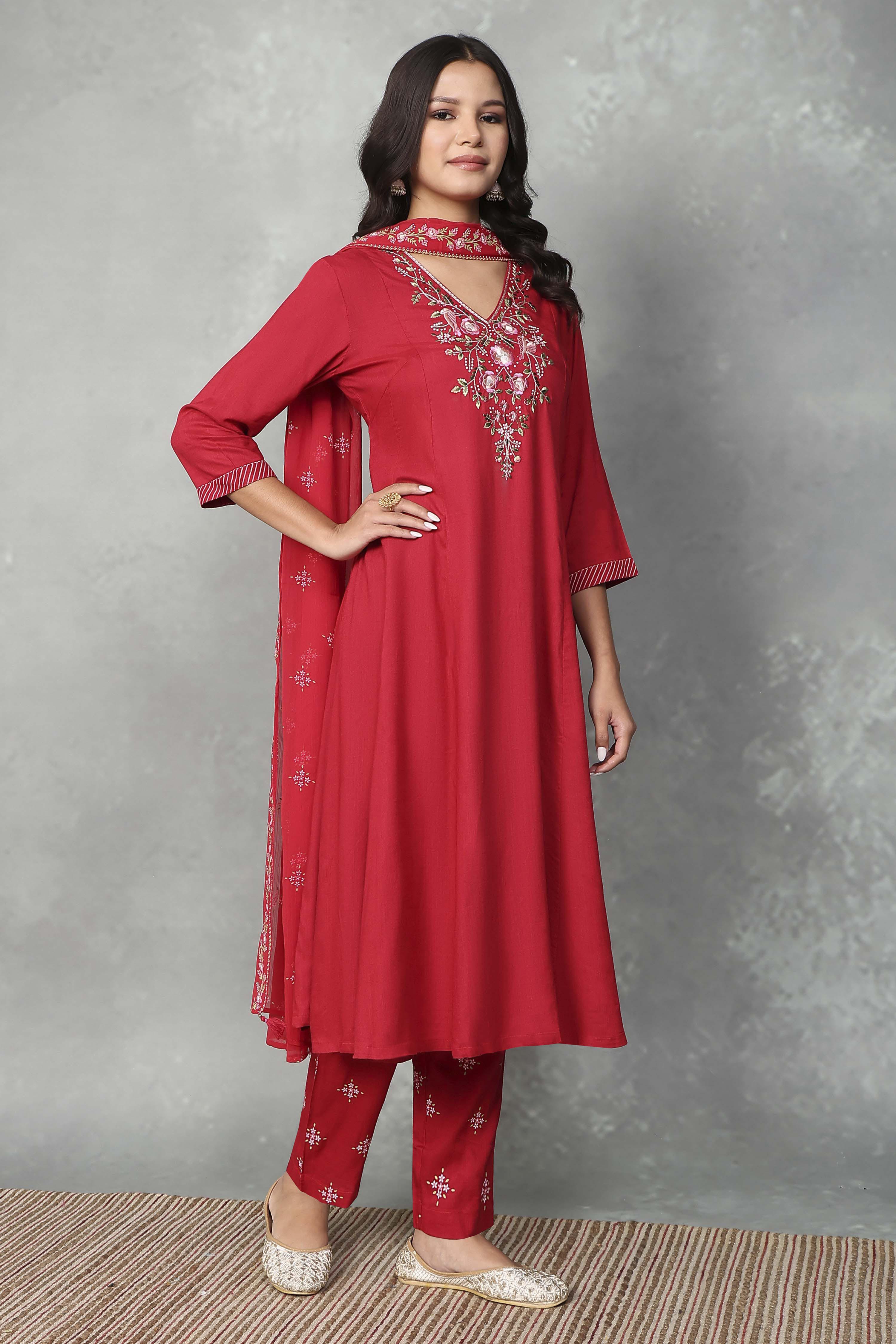 Sage Green Embroidered Kalidar Suit Set image number 5