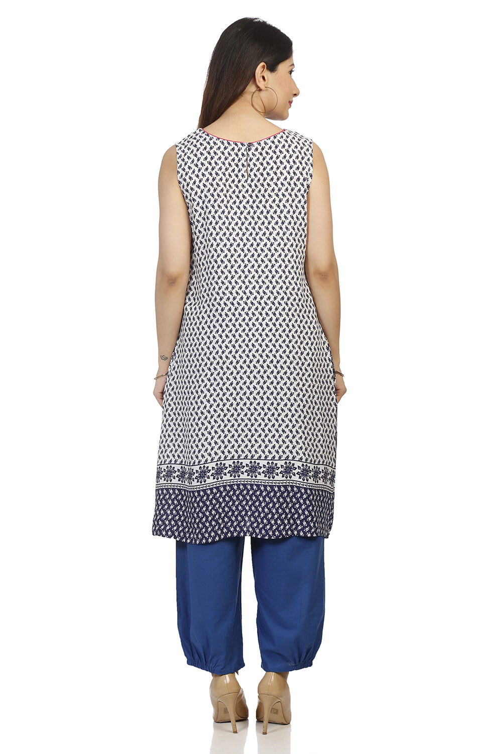 Blue Viscose A-Line Kurta image number 4