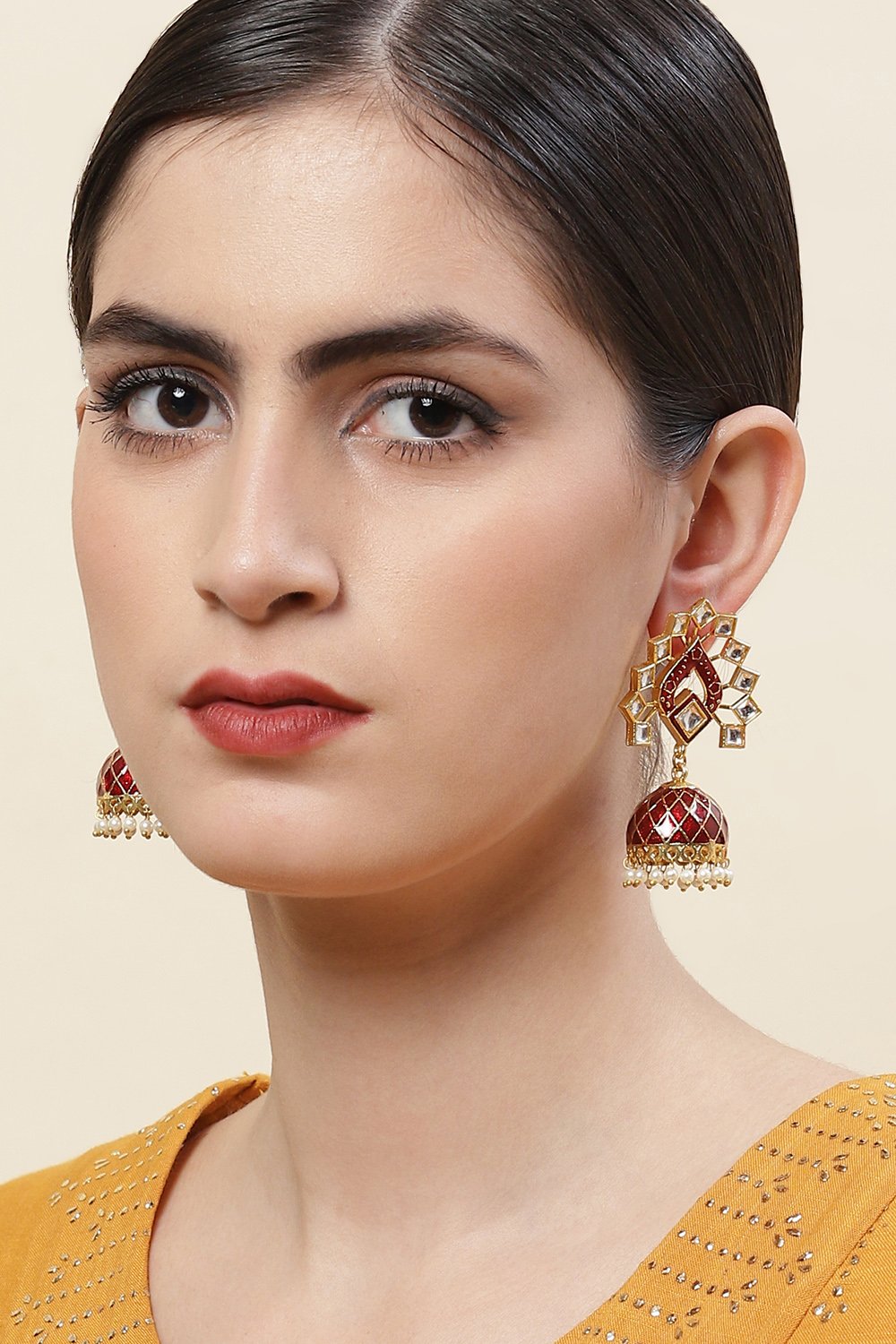 Red Brass Earrings image number 3