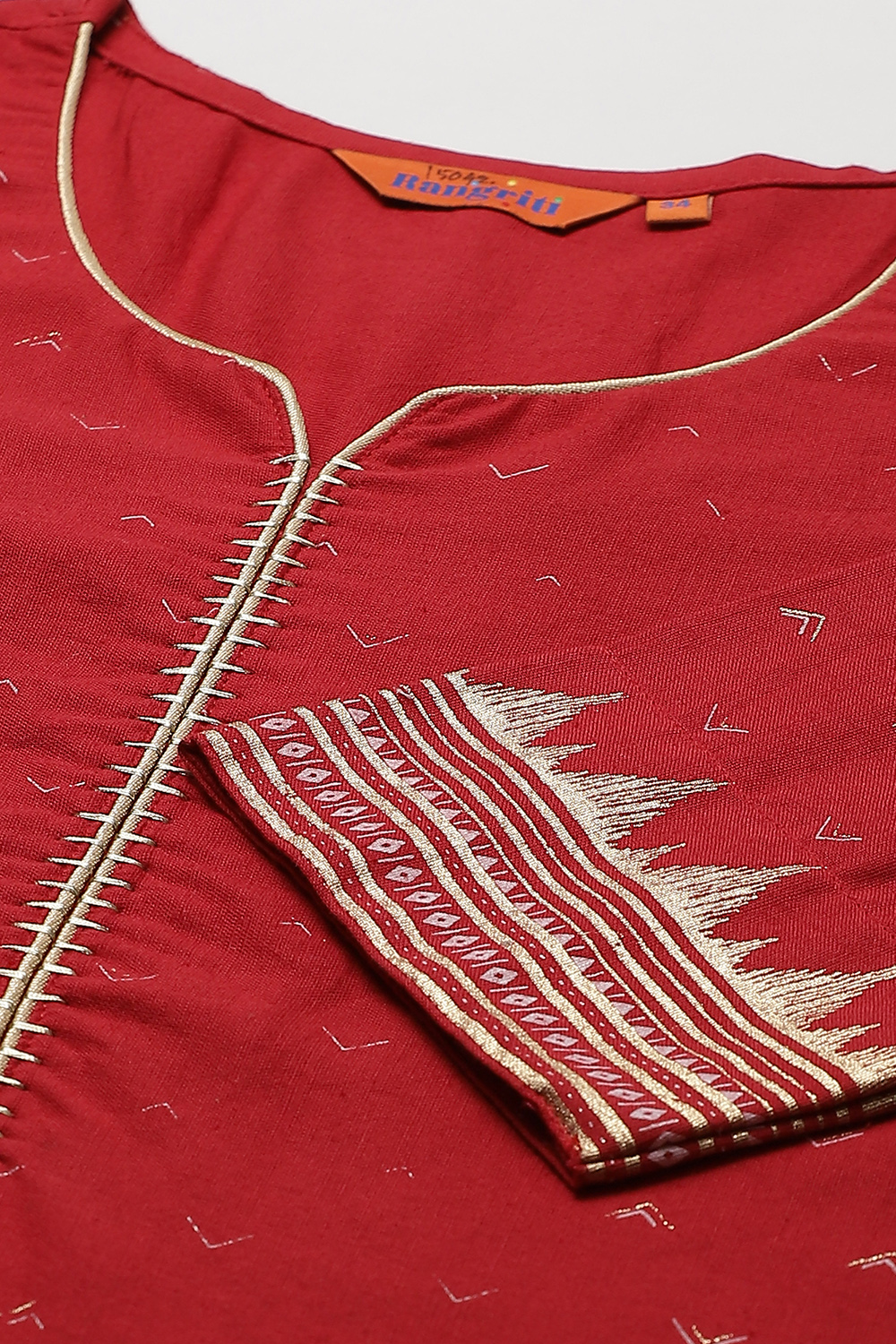 Red Cotton Flex Straight Kurta image number 1