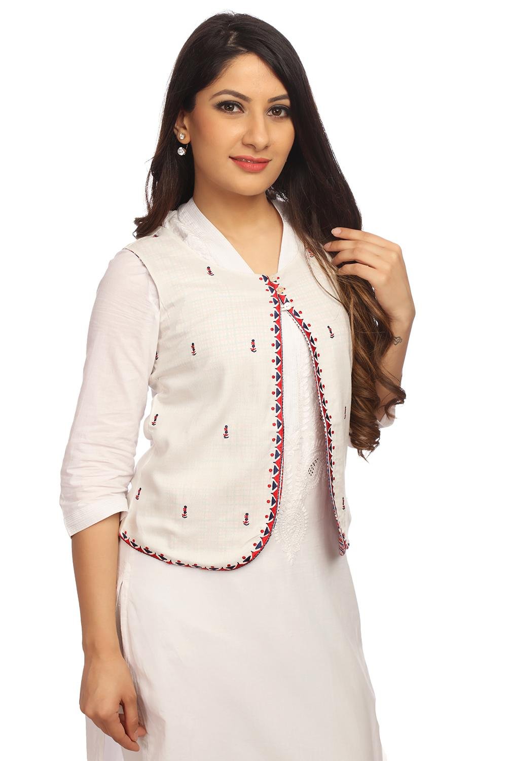 White Straight Viscose Rayon Jacket image number 3