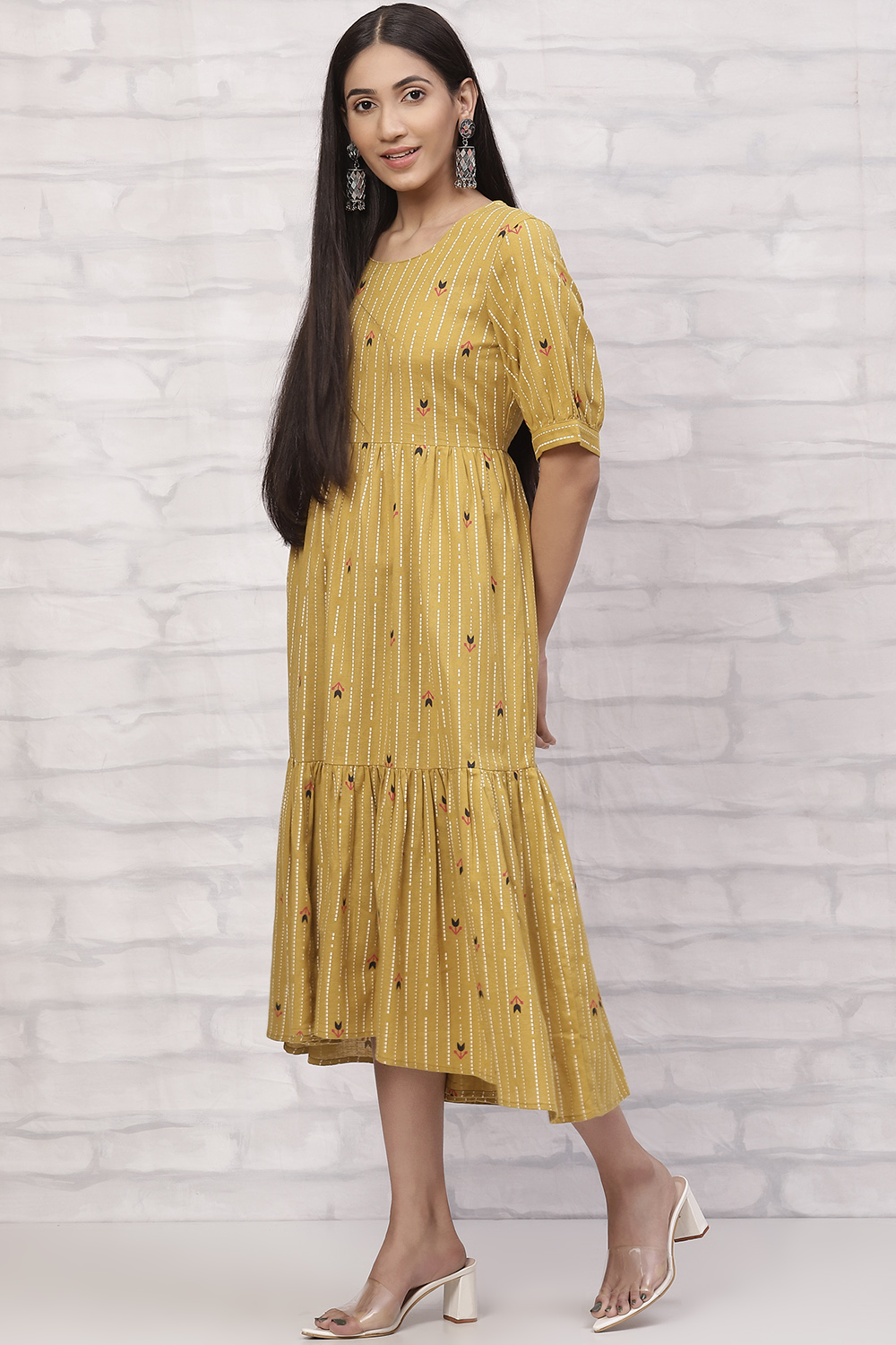Indigo Cotton Tiered Dress image number 2