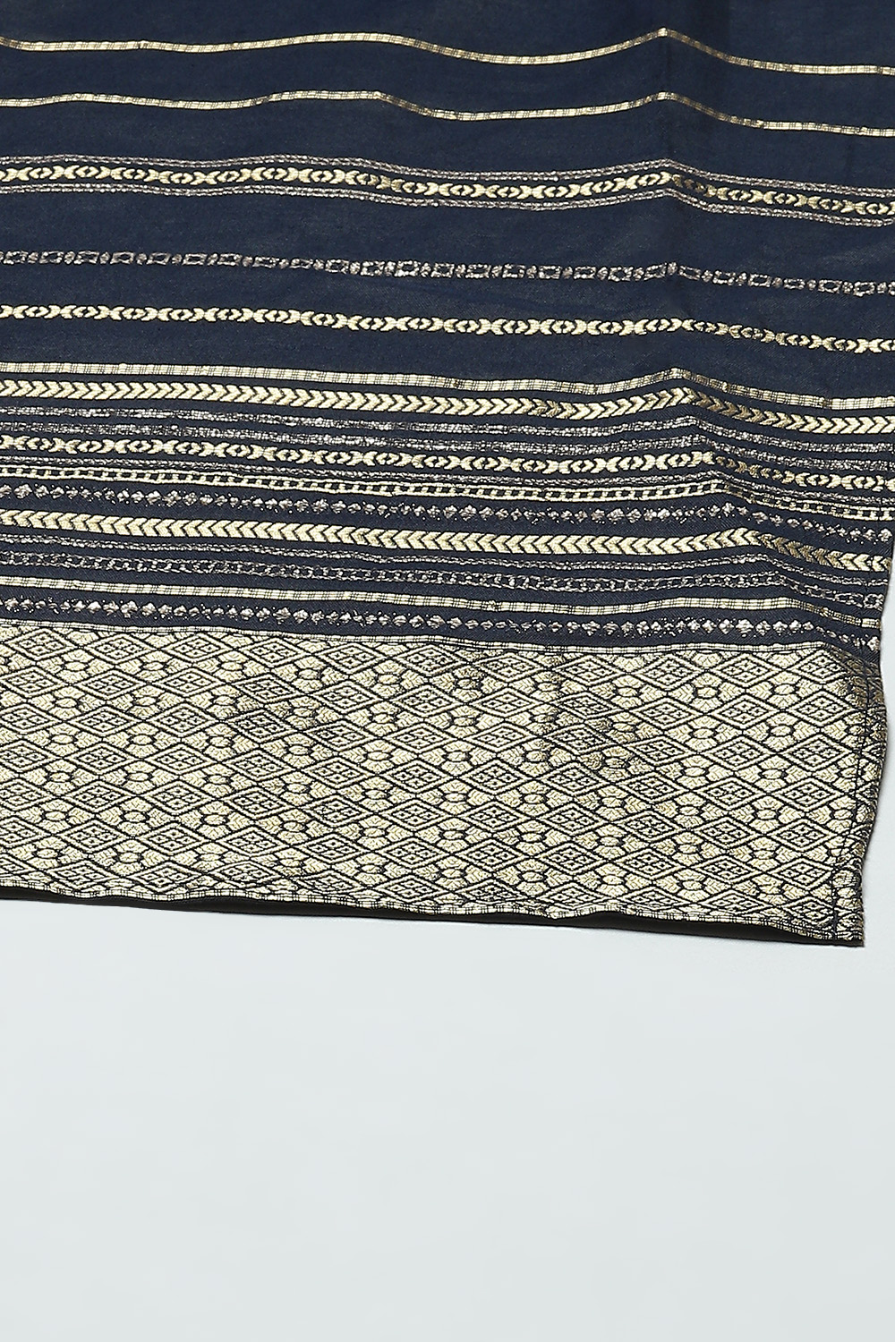 Navy Blue Art Silk Straight Suit Set image number 3