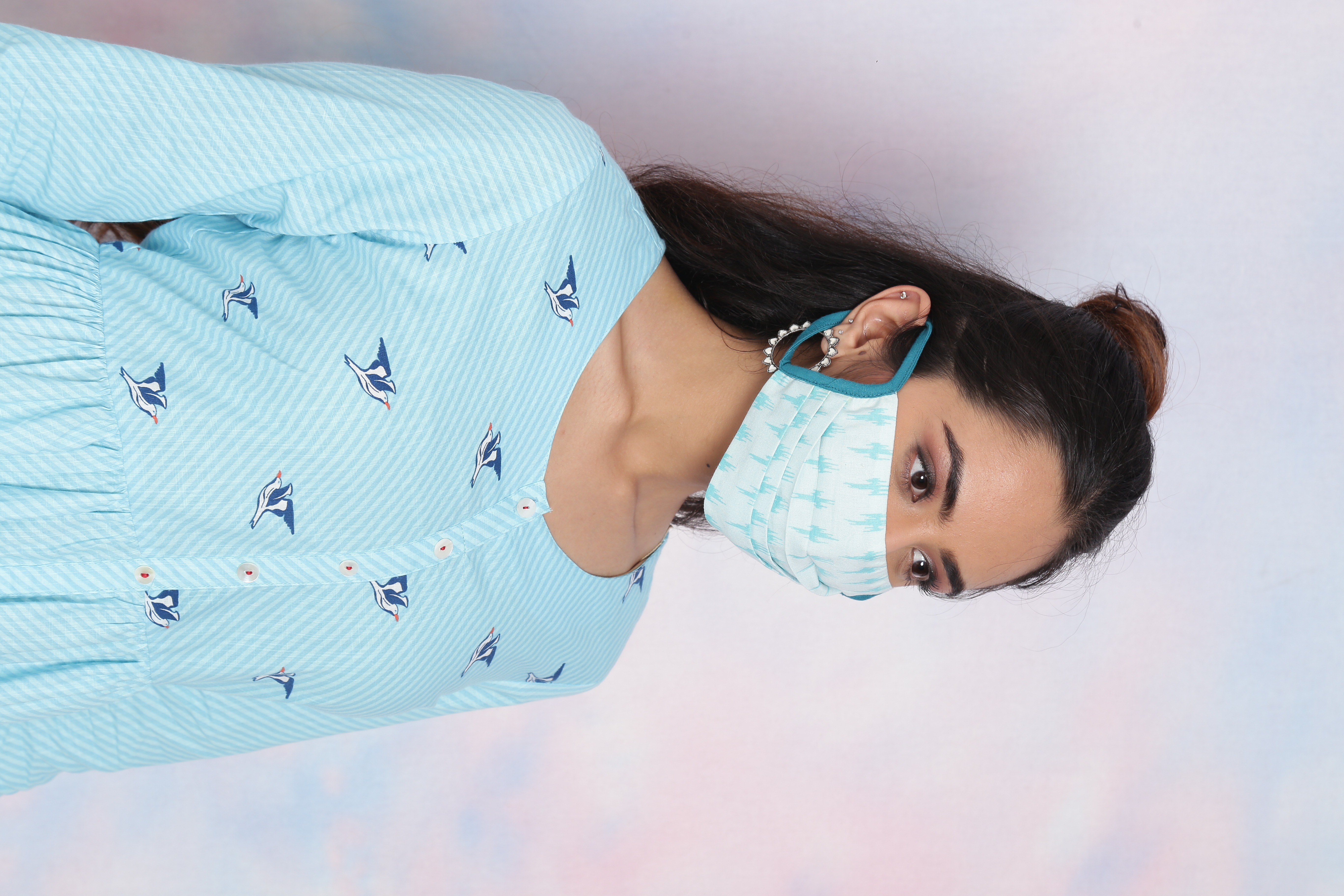 Mint Green Viscose Rayon Mask image number 2