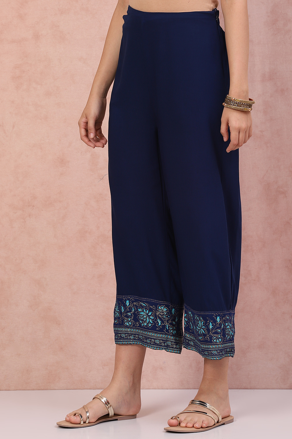 Indigo LIVA Palazzo Pants image number 2