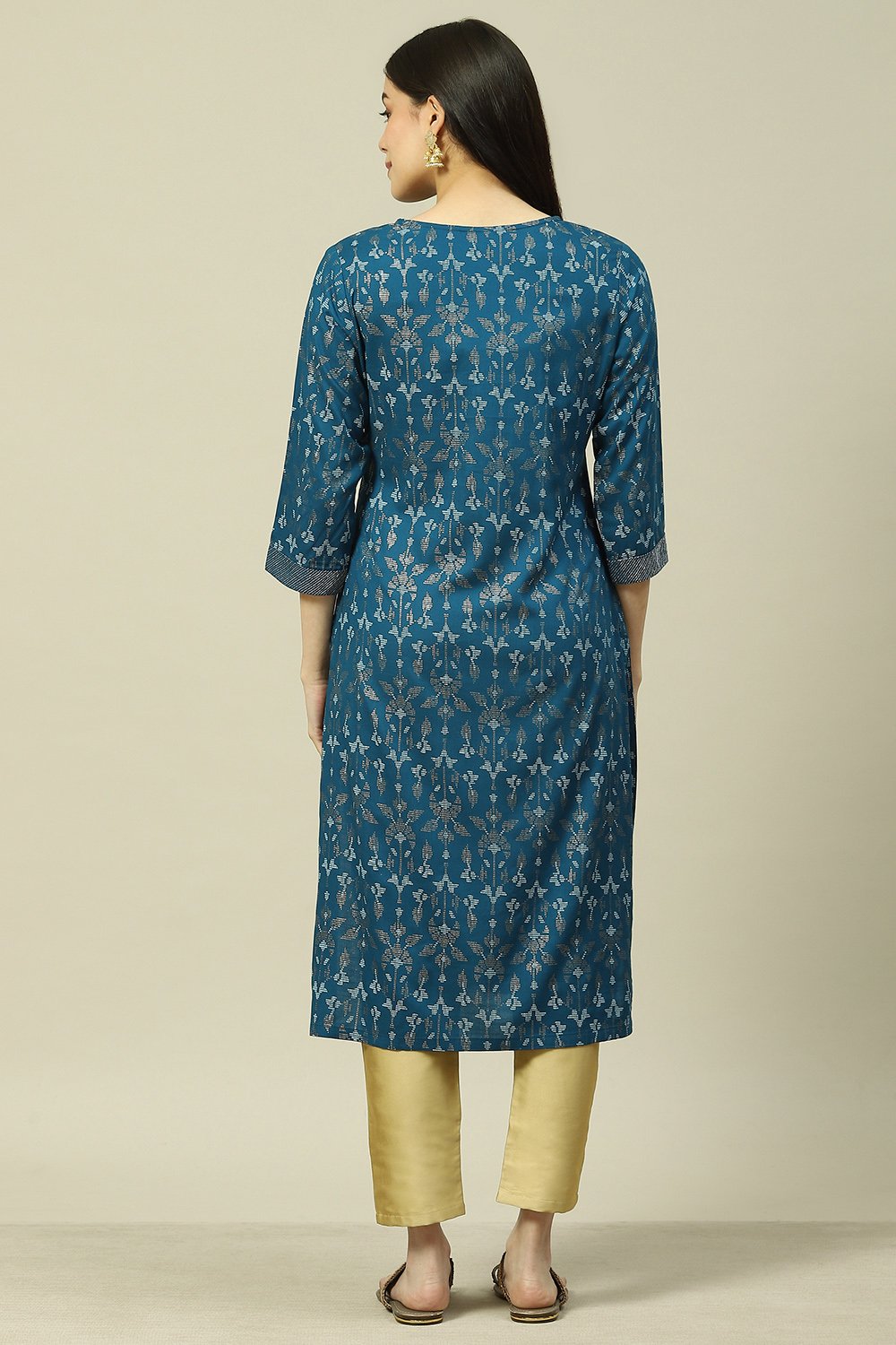 Red LIVA Straight Kurta image number 4
