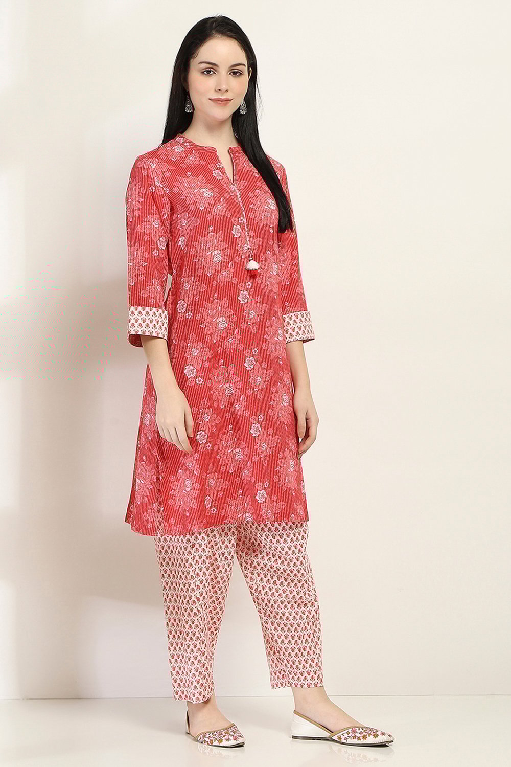 Red Cotton Straight SET image number 5