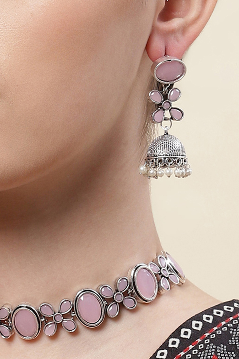 Light Pink Brass Earrings image number 1