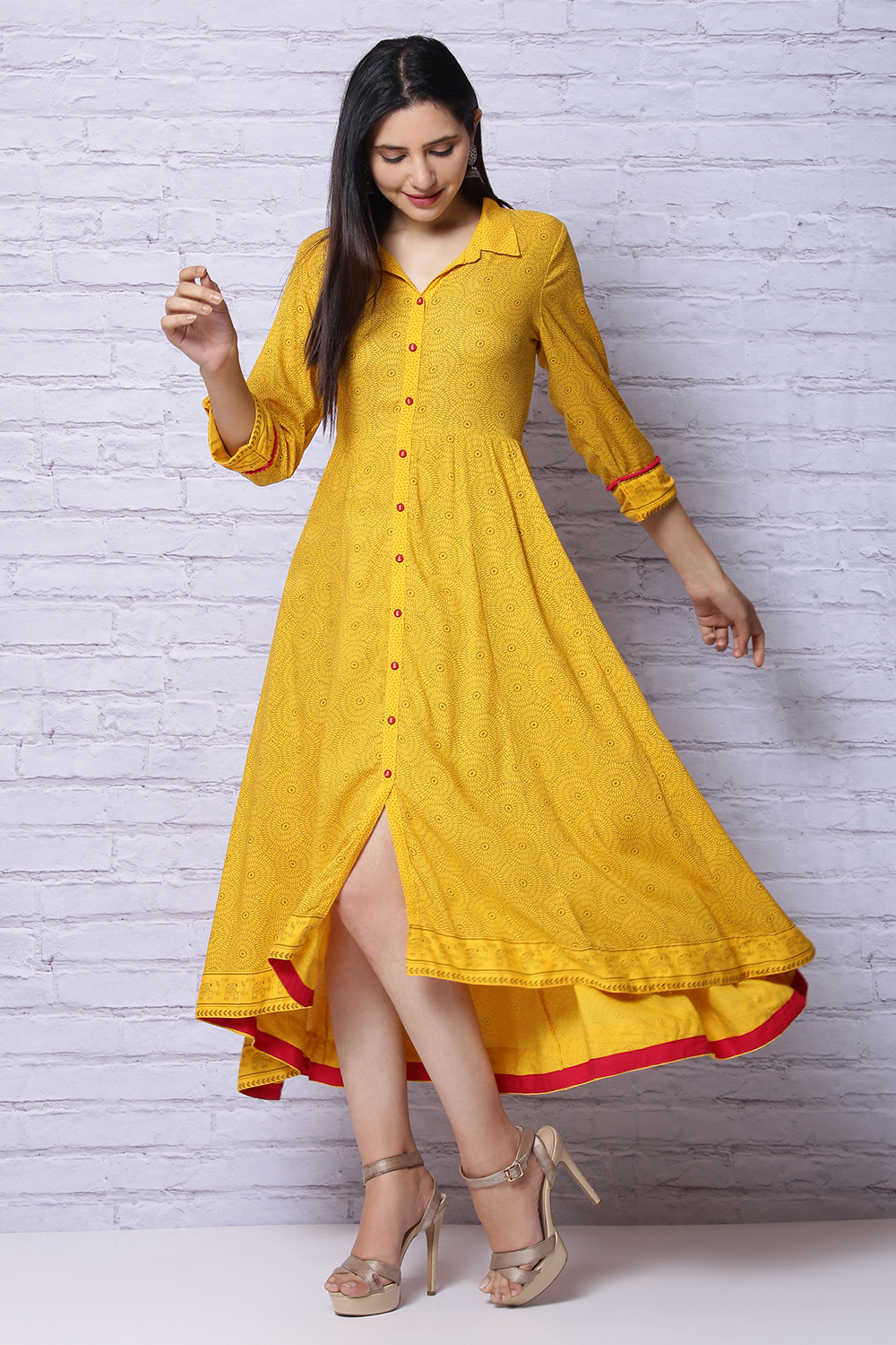 Mustard Viscose Rayon Dress image number 4