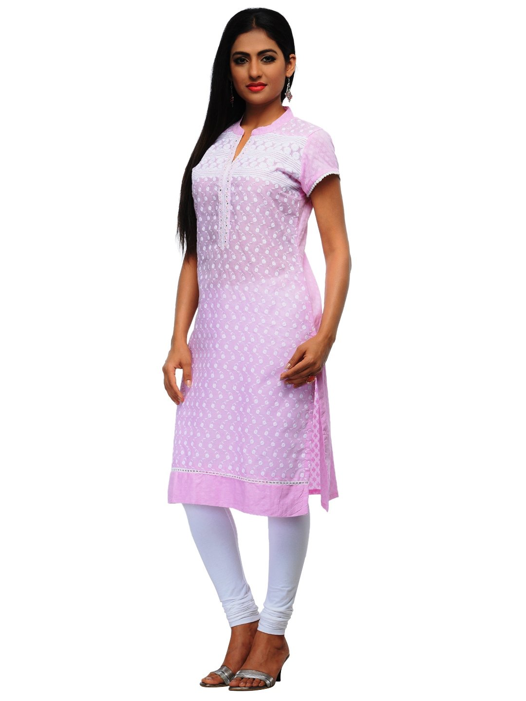 Light Pink Cotton Straight Kurta image number 2