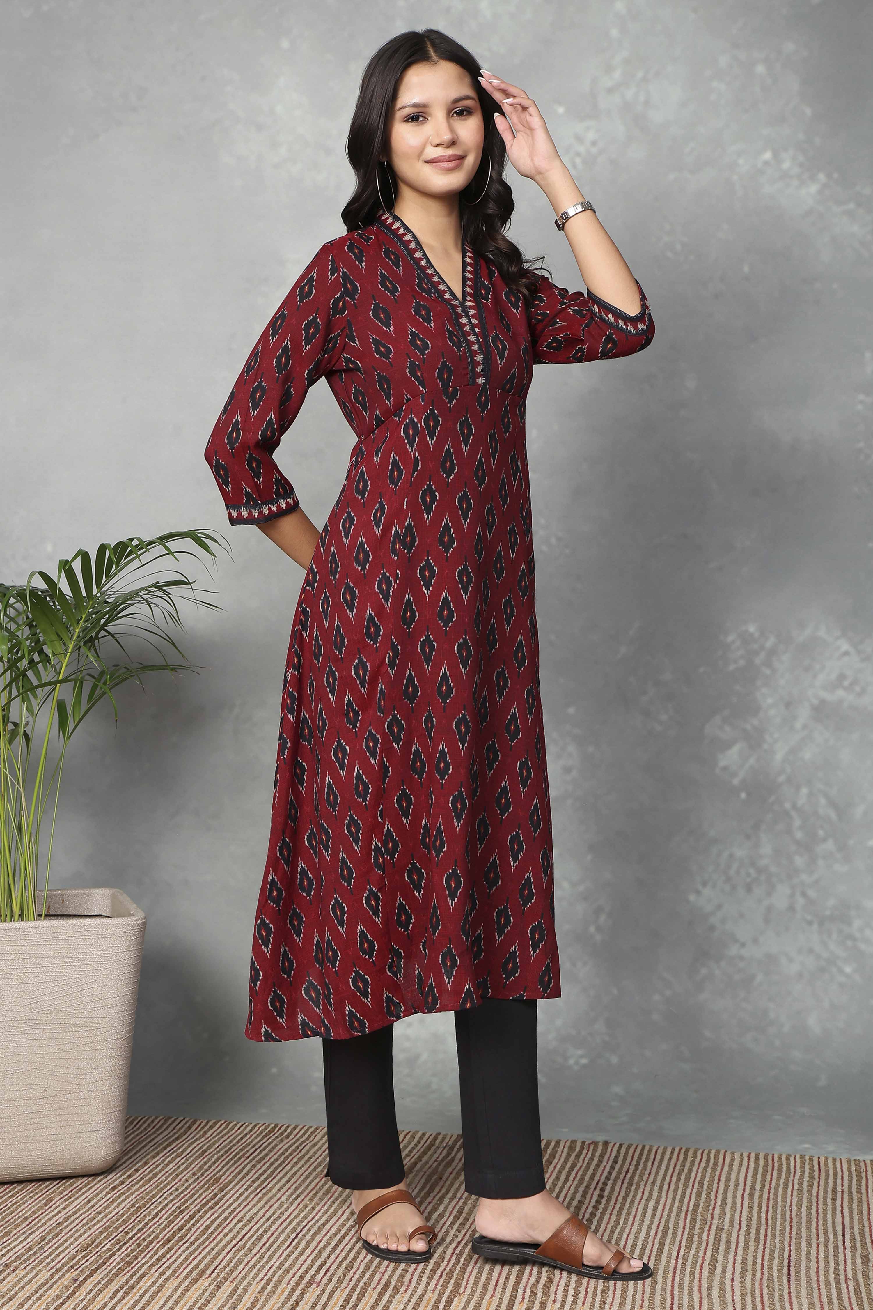 Navy Blue Viscose Polyester A-line & Kalidar Kurtas image number 4