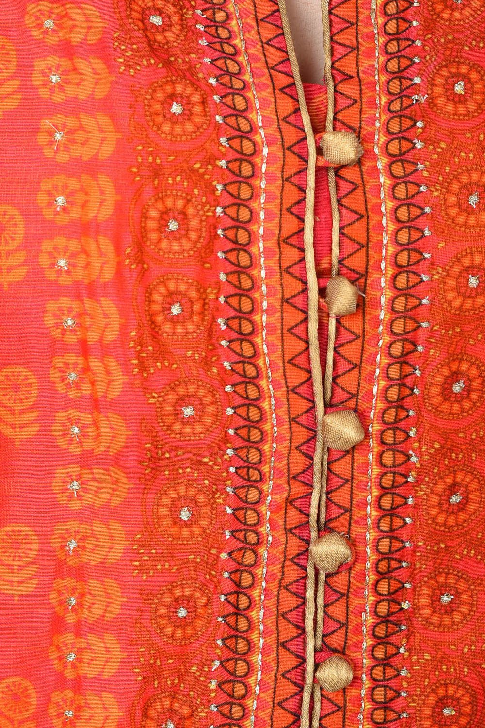 Pink & Orange Straight Polyester Kurta image number 1