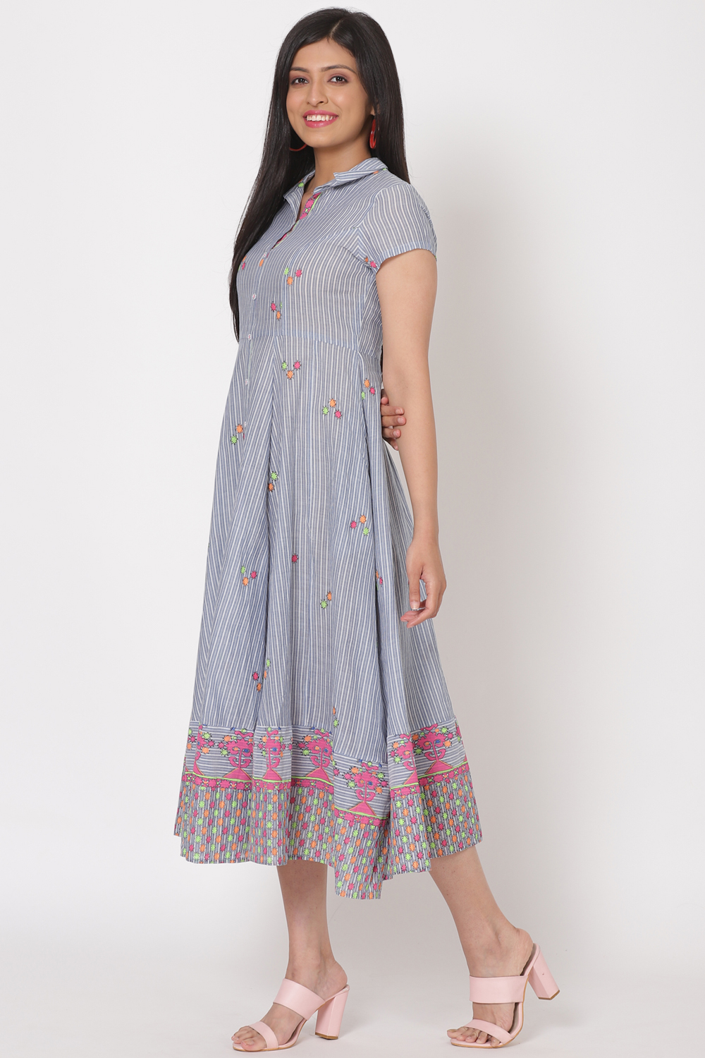 Blue Cotton Kalidar Dress image number 2