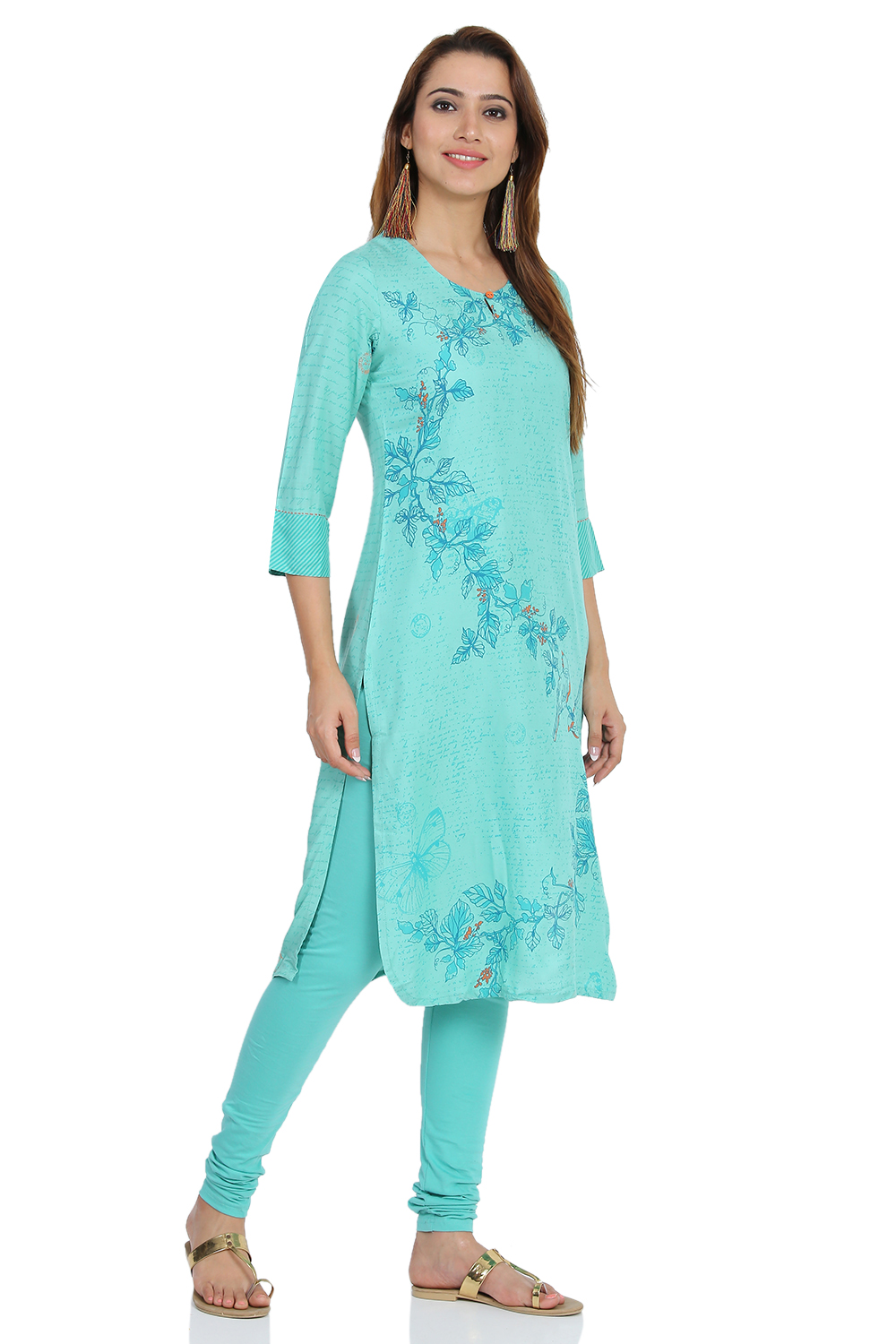 Turq Straight Viscose Kurta image number 3
