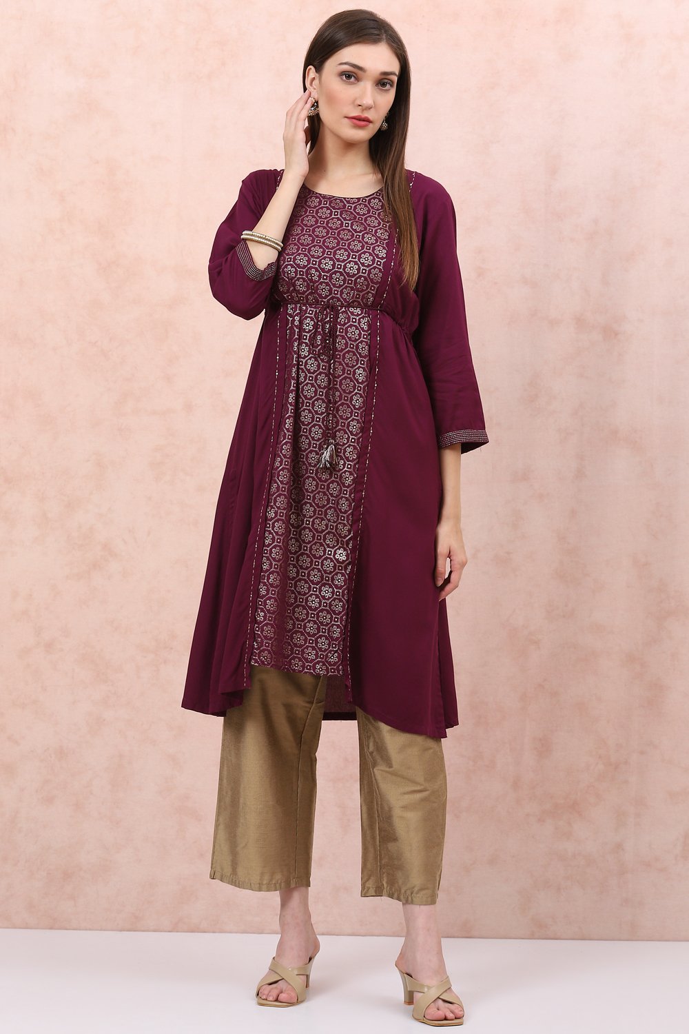 Phalsa LIVA Flared Kurta image number 3