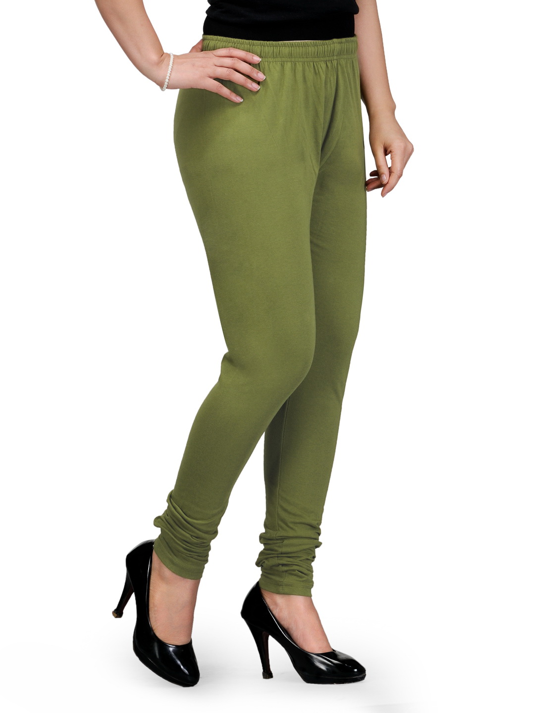 Olive Cotton Leggings image number 1