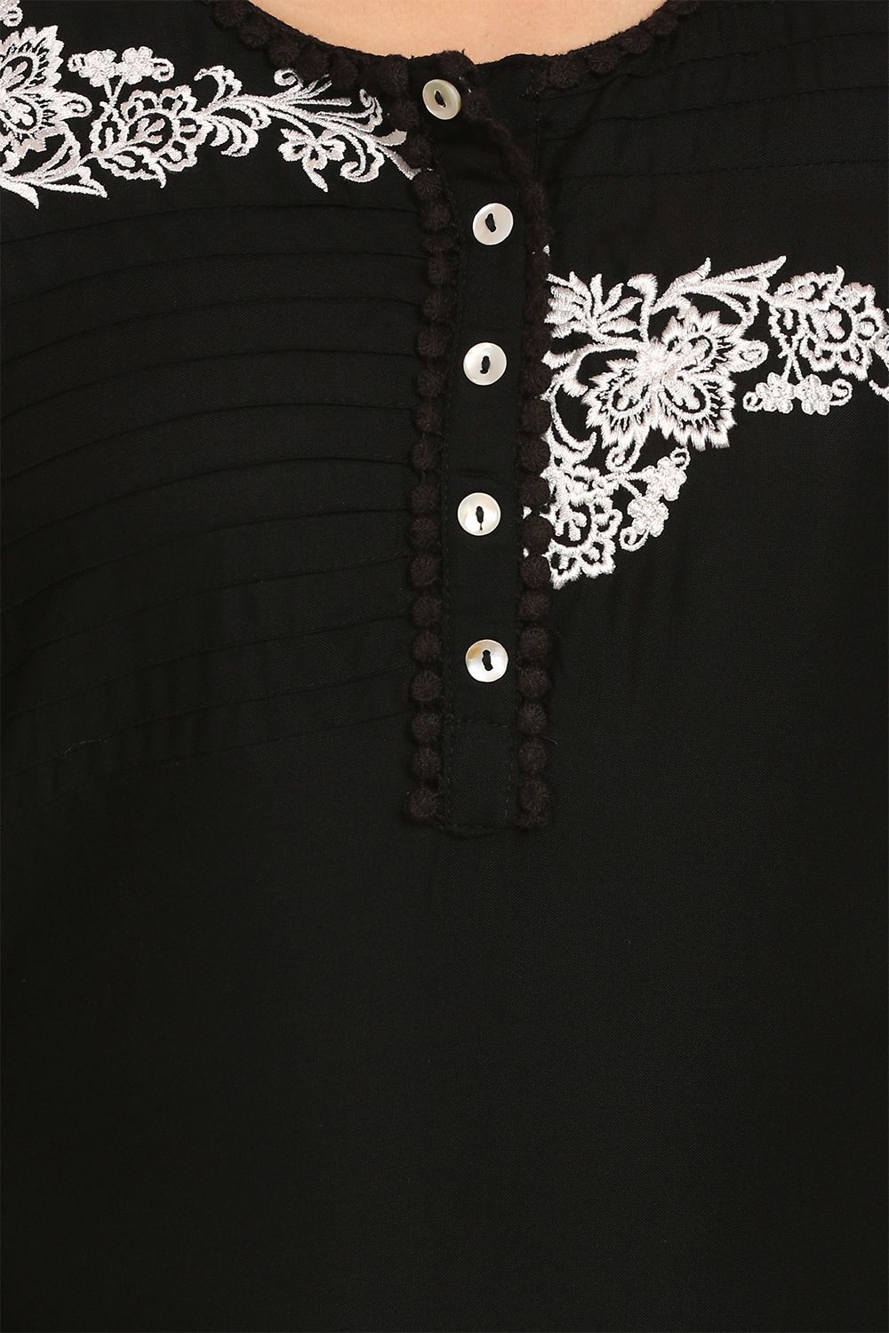 Black Cotton Straight Kurta image number 4